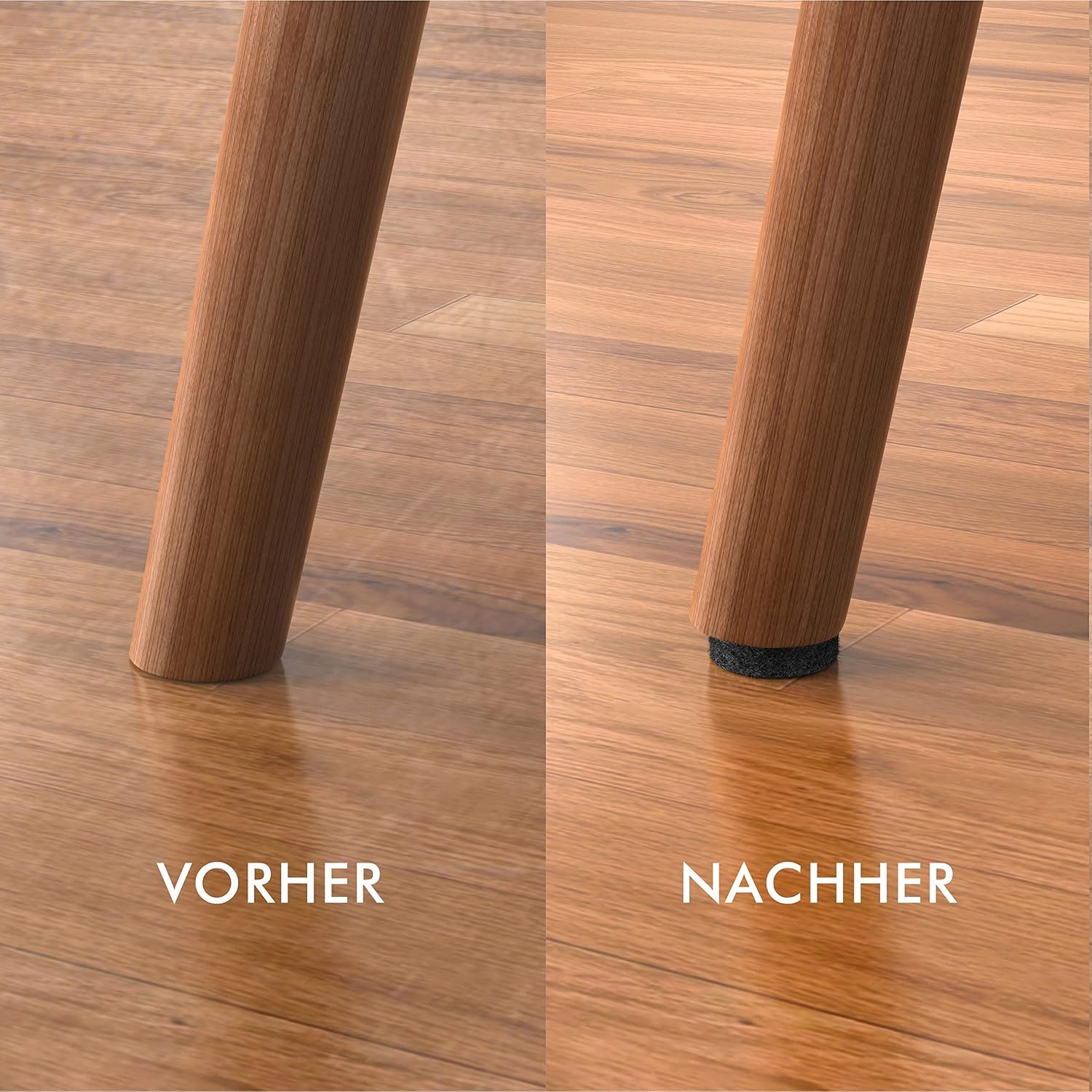 Detalle 2 de Levani Filzgleiter selbstklebend Premium (schwarz) – 42 eckige Möbelgleiter aus Filz