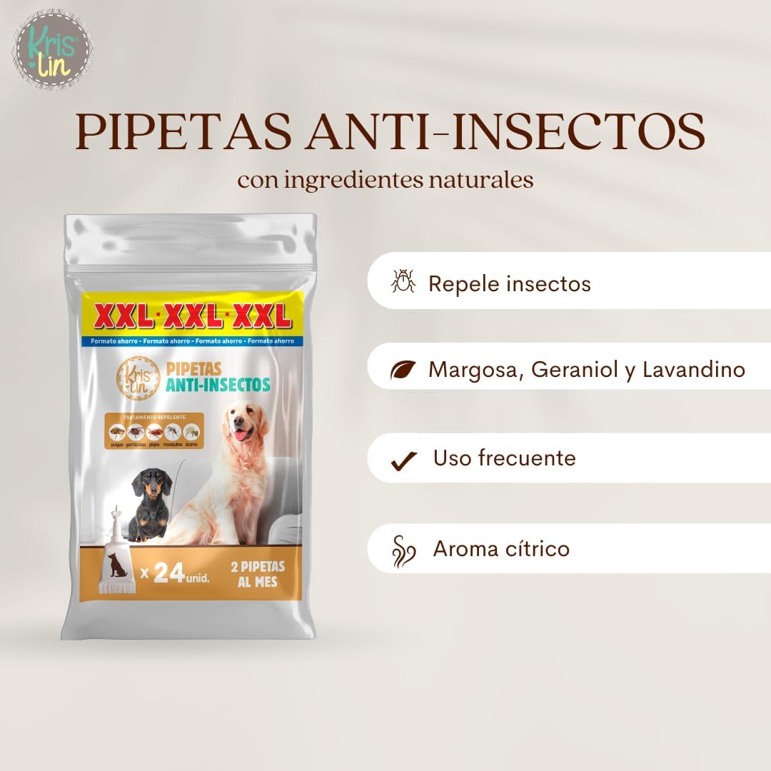 Thumbnail 1 de KRISLIN Pack 24 Pipetas Anti-Insectos para Perros Repelentes Naturales