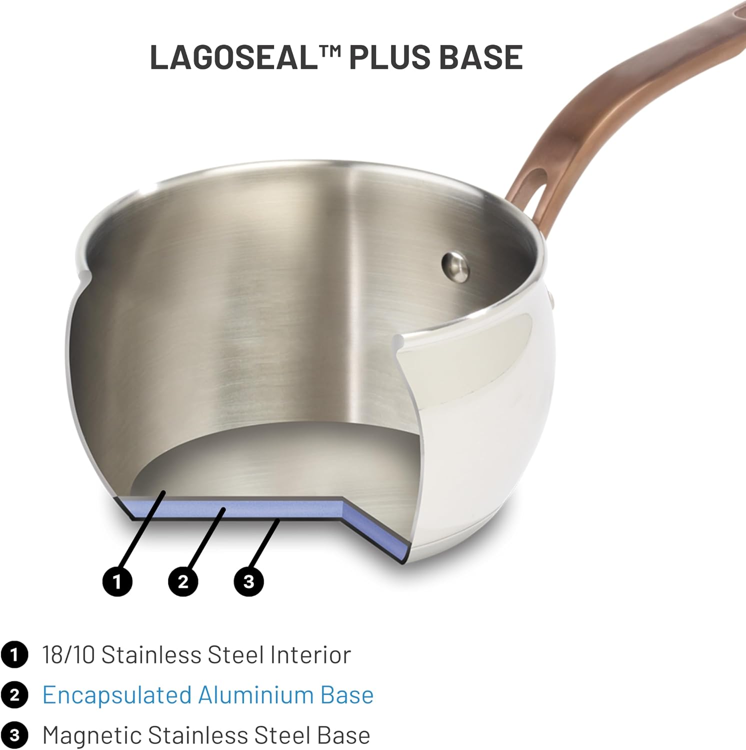 Detalle de Lagostina L415629612 Bronzeo 12-Piece Stainless Steel Cookware Set