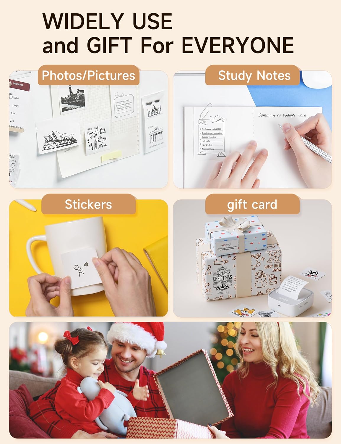 Detalle 2 de iDPRT Sticker Printer Portable Mini Inkless Bluetooth Thermal Printer for iPhone & Android (Gray)