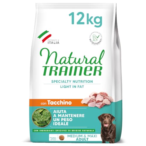 Detalle de Natural Trainer Ideal Weight Medium&Maxi Cibo per Cani Adulti Light in fat con Tacchino - 12kg