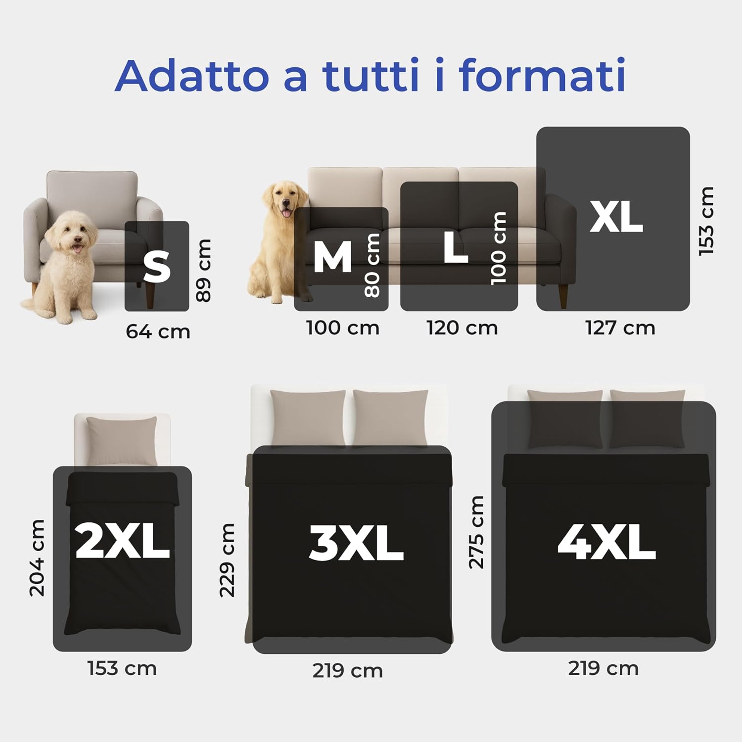 Thumbnail 4 de Dreamzie Coperta Impermeabile per Cani 100x120 cm, reversibile lavabile in pile sherpa e flanella vellutata, nero