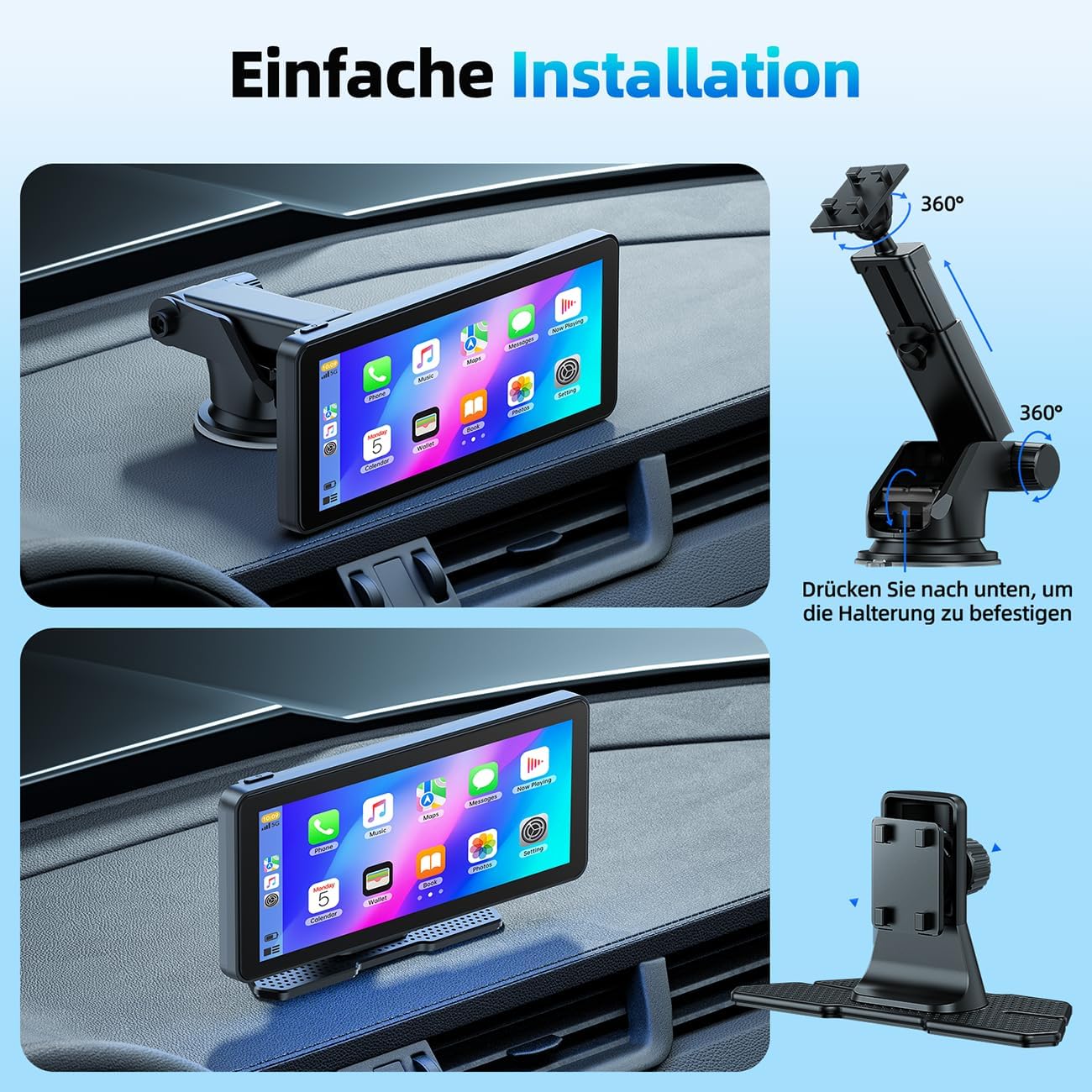 Detalle de LAMTTO 6,86 Zoll Wireless CarPlay/Android Auto Display – Touchscreen, Mirror Link und Sprachsteuerung