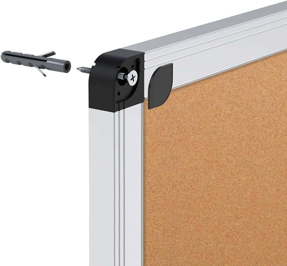 Detalle 2 de VIZ-PRO Cork Notice Board 120x90cm with Silver Aluminium Frame
