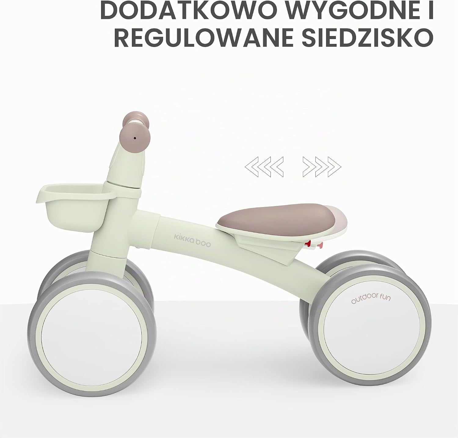 Detalle 1 de KikkaBoo ZIPI – rowerek biegowy bez pedałów z regulowanym siedziskiem i koszykiem