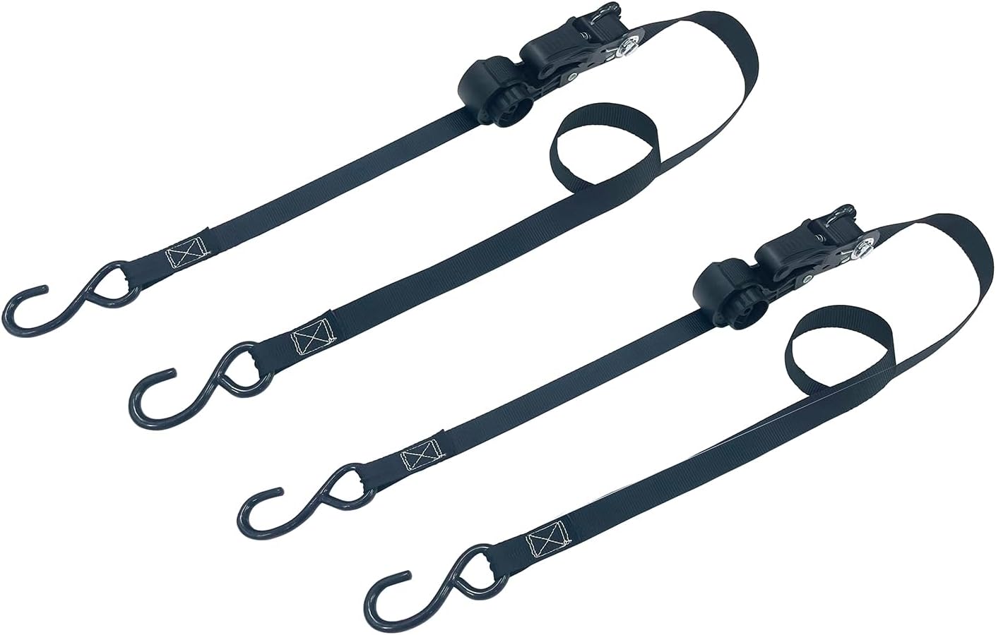 Detalle de イーバリュー RTR-2540S ラチェット式ベルト荷締機 25mm幅・4.0m・オープンフック2本組