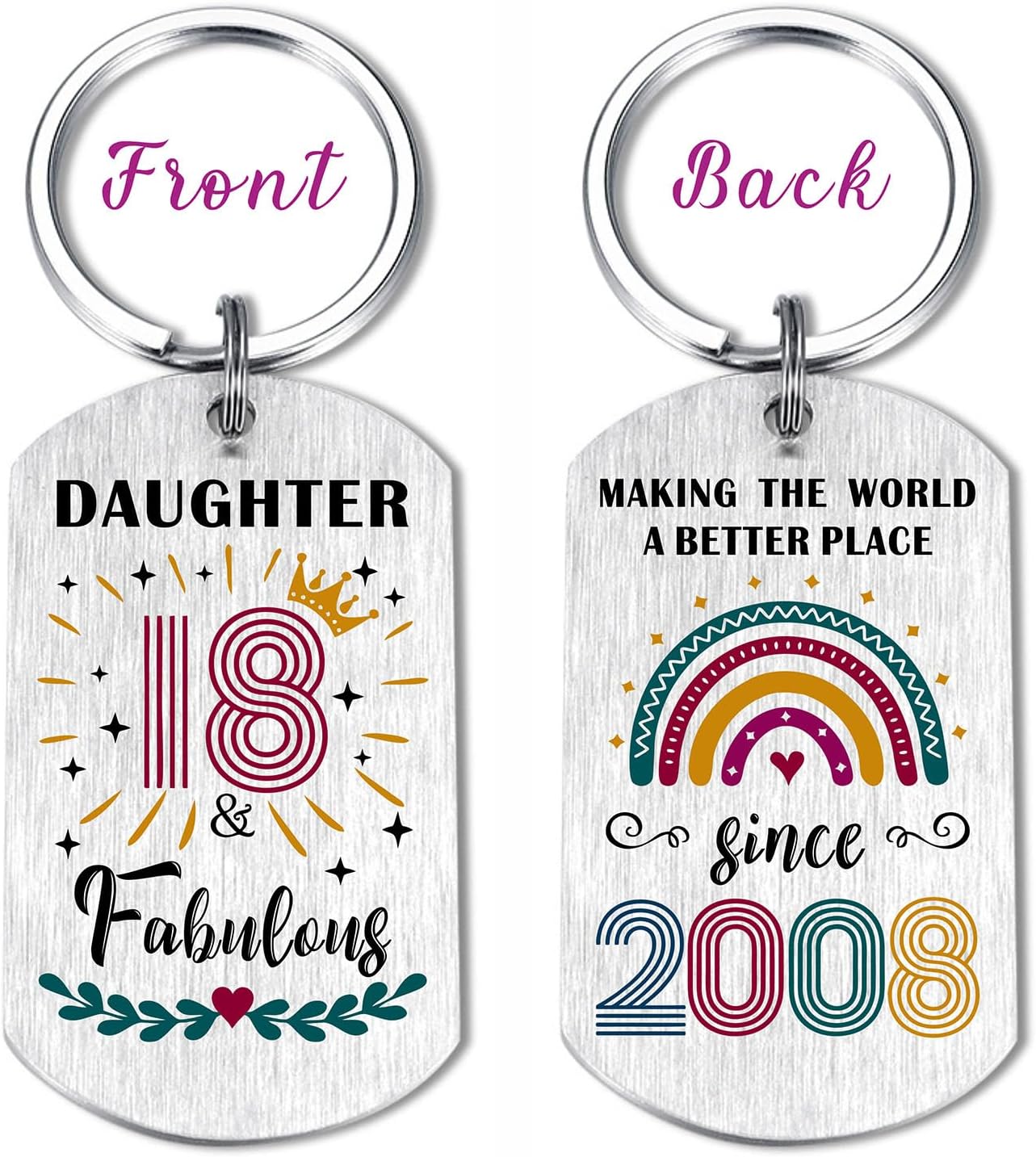 Detalle de EE&YU Daughter Birthday Keyring – 18th, 21st, 30th and 40th Birthday Gift Accessory