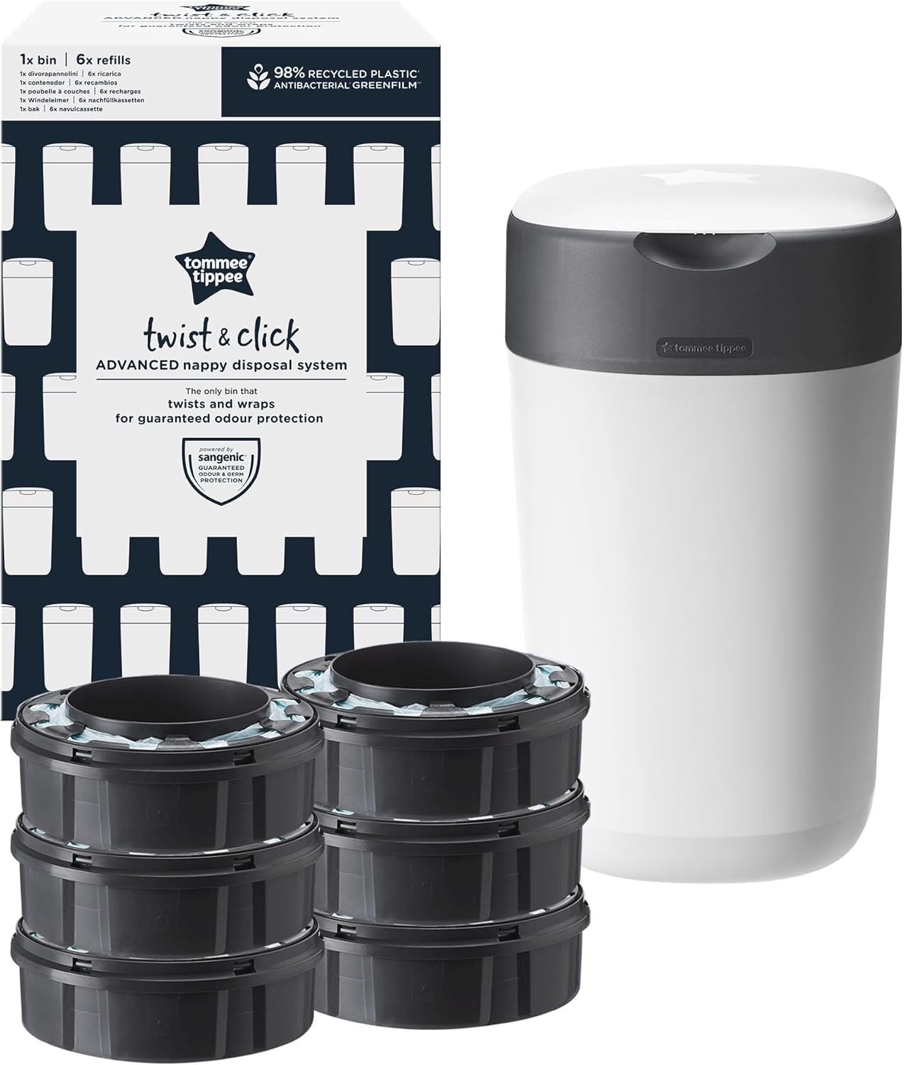 Thumbnail 1 de Tommee Tippee Twist and Click Nappy Bin 33 nappies