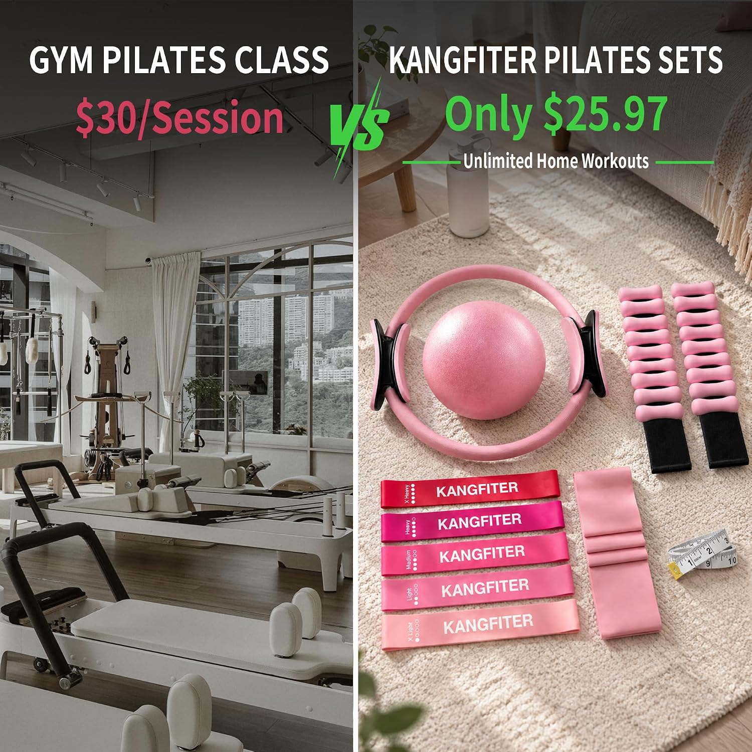 Detalle de KANGFITER Pilates Equipment Kit with Resistance Bands