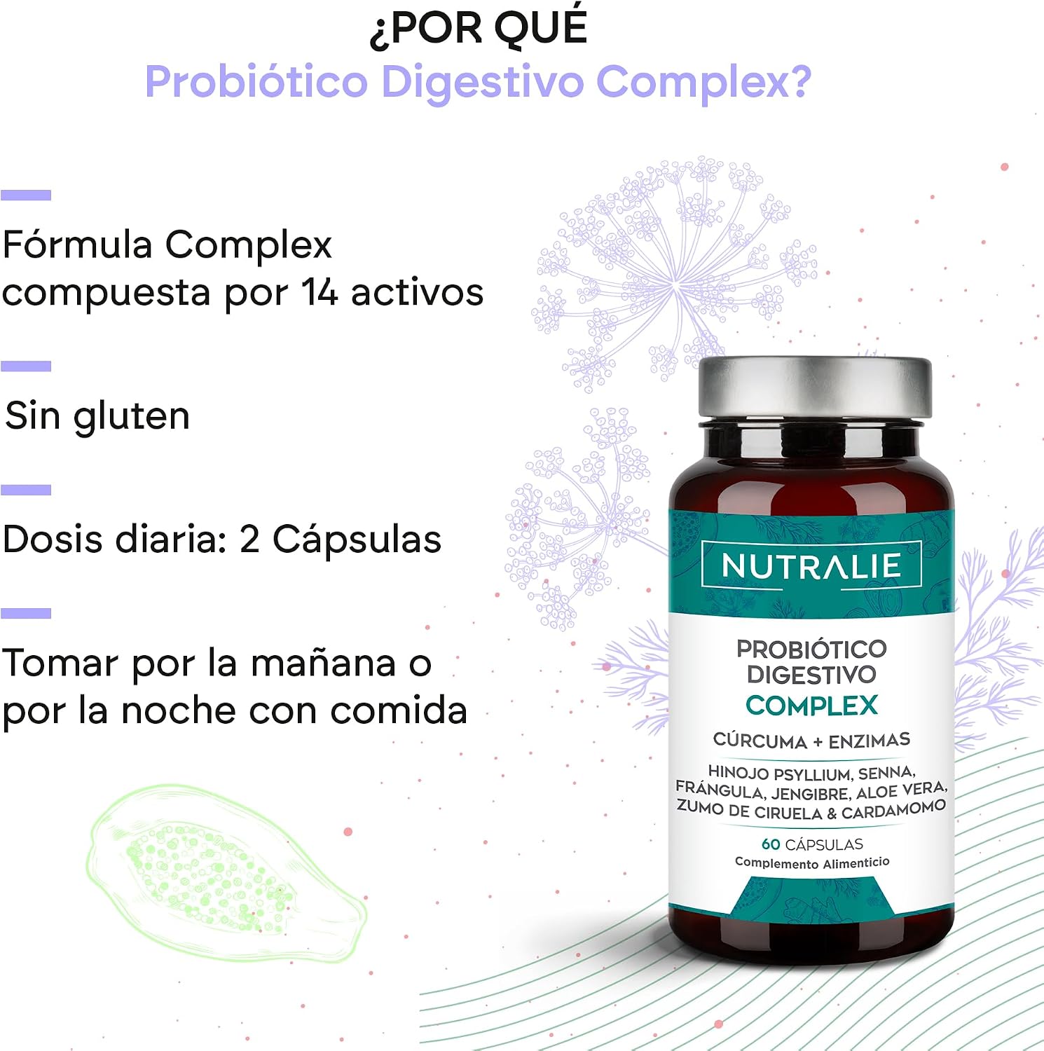 Detalle de Digestive Complex Nutralie 60 cápsulas probiótico 4x10^9
