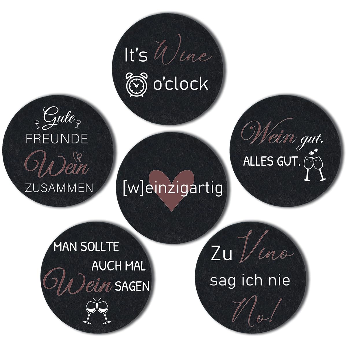 Thumbnail 6 de Filz-Untersetzer mit lustigen Sprüchen – 6er Set