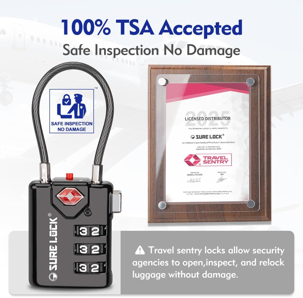 Detalle de SURE LOCK TSA Travel Luggage Locks – 2 pack ⚙