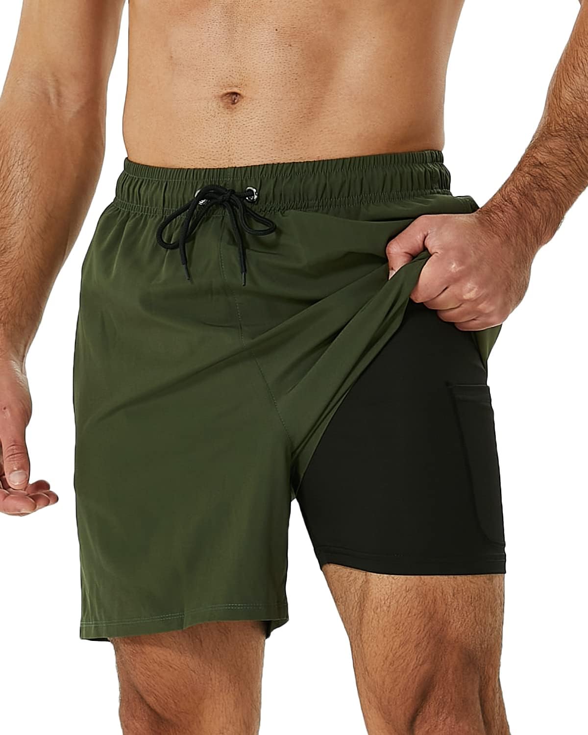Thumbnail 6 de SILKWORLD Homme Maillots de Bain 2 en 1 avec Doublure Compressive, Séchage Rapide et Poches à Glissière