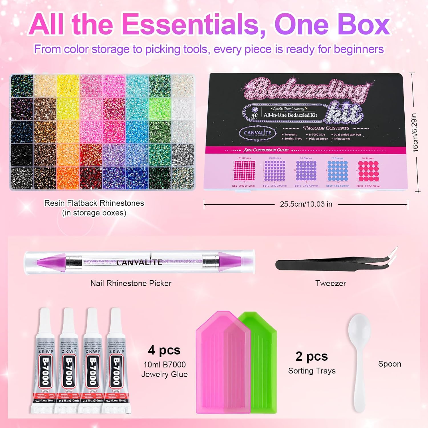Thumbnail 1 de Canvalite 35000Pcs 40 Colors Jelly Rhinestones — 3mm Resin Flatback Gems for Diamond Art, Bedazzler Kit with Glue