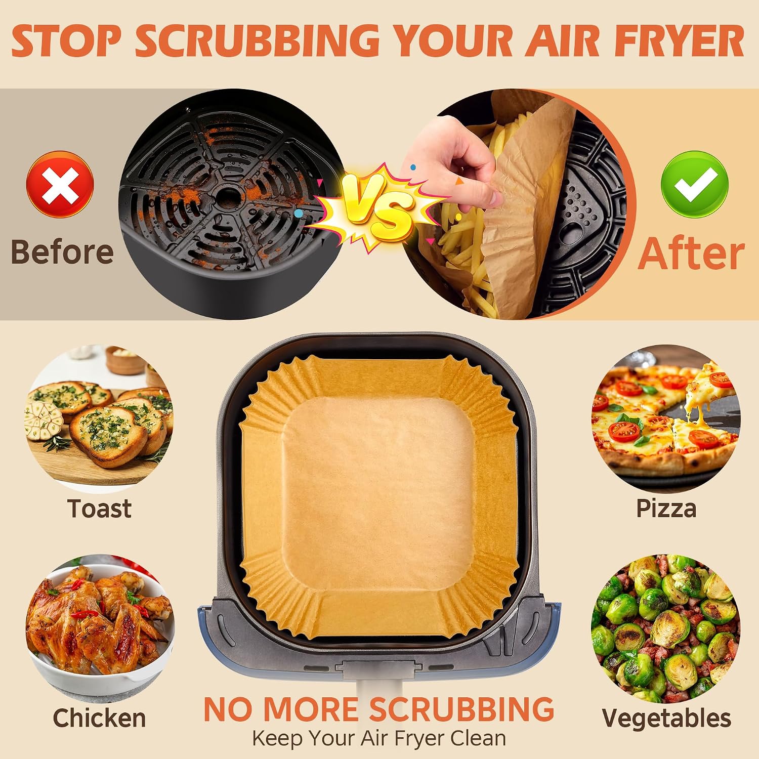 Detalle 2 de 8" Air Fryer Liners 150pcs