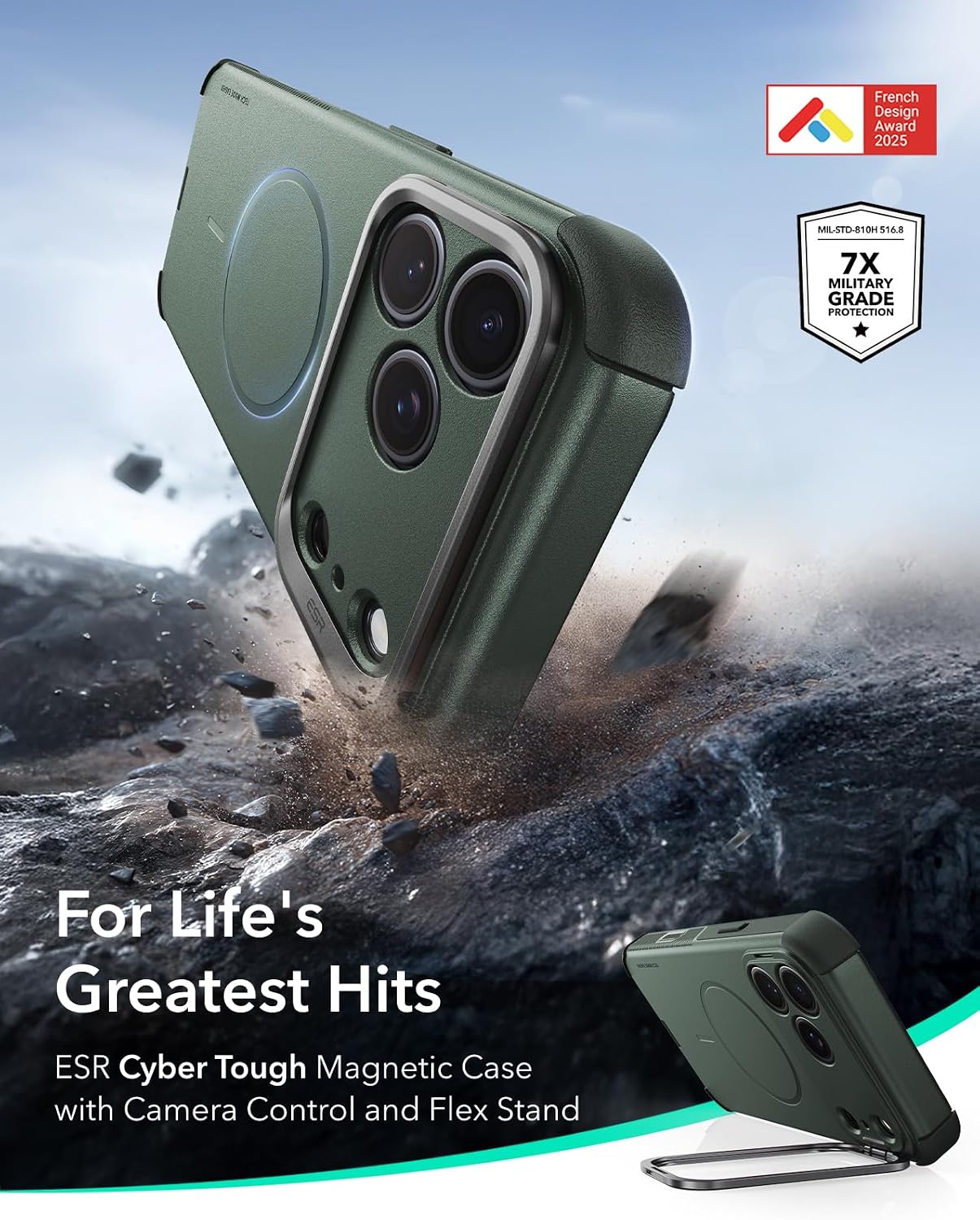 Thumbnail 1 de ESR Cyber Series iPhone 17 Pro Max Case with Stand in Green