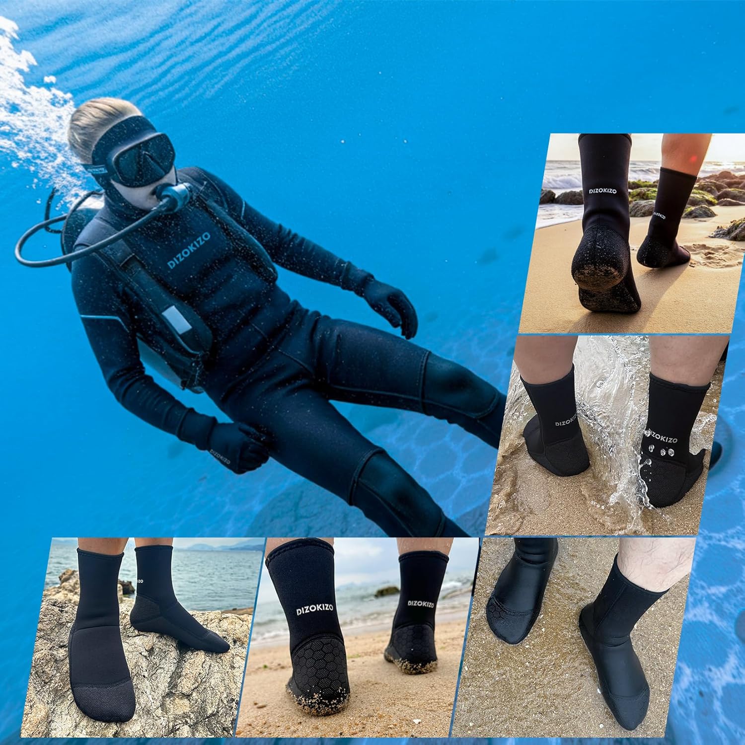 Thumbnail 1 de PAWHITS 3mm Neoprene Wetsuit Socks (Thermal, Anti-slip) for Diving, Snorkelling & Surfing