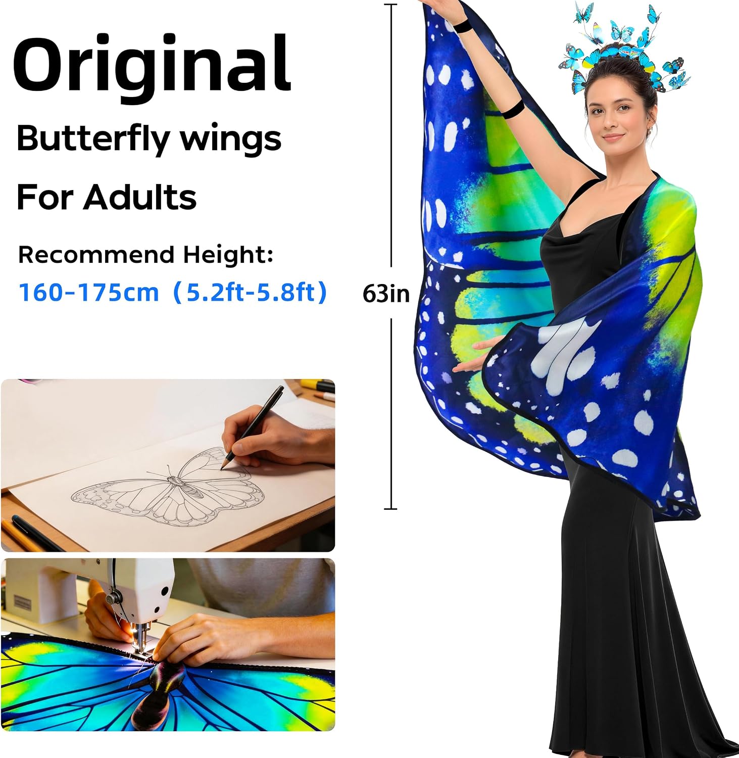 Thumbnail 6 de Butterfly Wings Costume for Women in 75D Satin