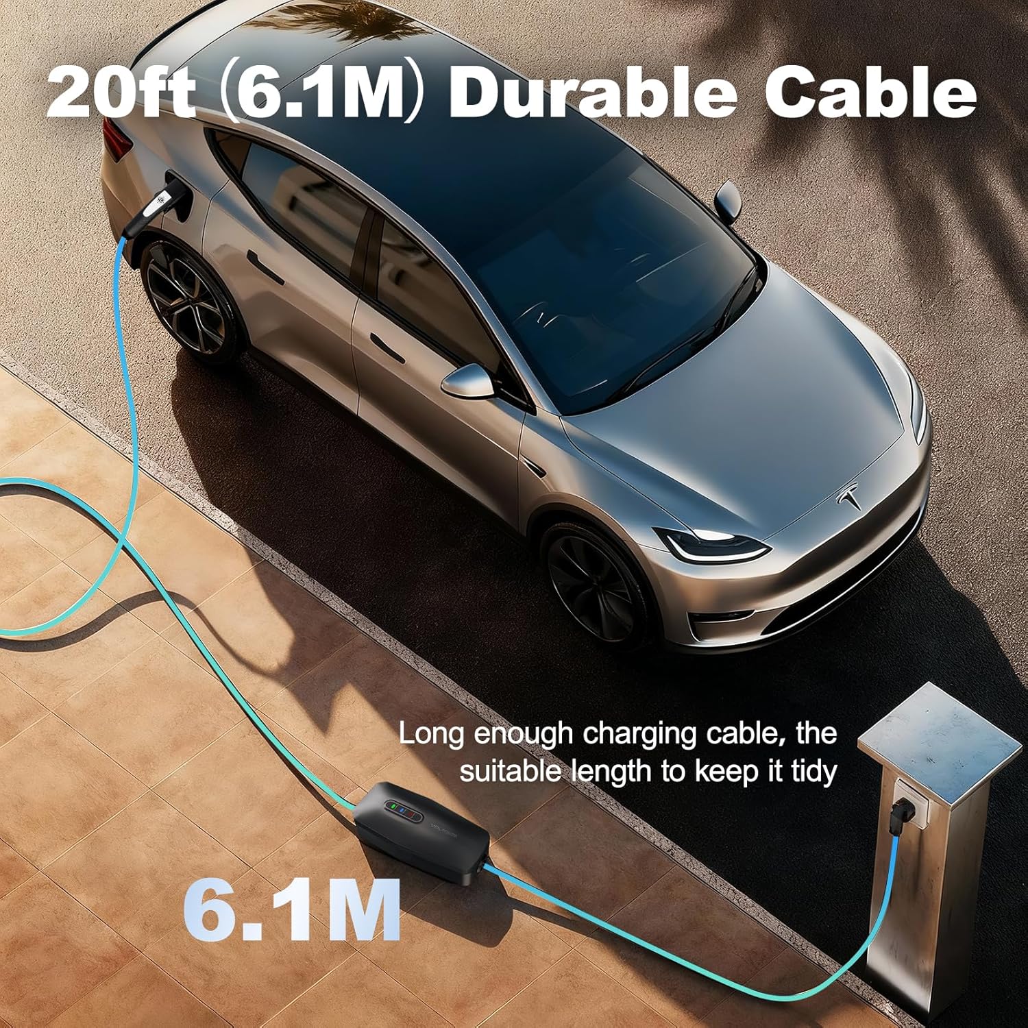 Detalle 2 de VDLPOWERVP Level 1/2 Tesla Portable Charger (16A, NEMA 6-20 & 5-15, 20FT cable)