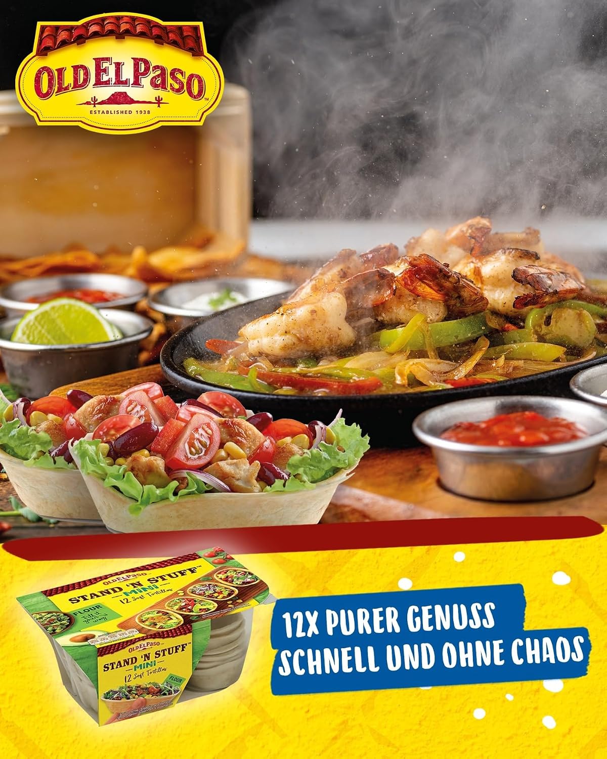 Detalle 2 de Old El Paso Mini Stand'n Stuff Soft Tortilla Schalen aus Weizen – Packung mit 3 x 149 g (12 Stück)