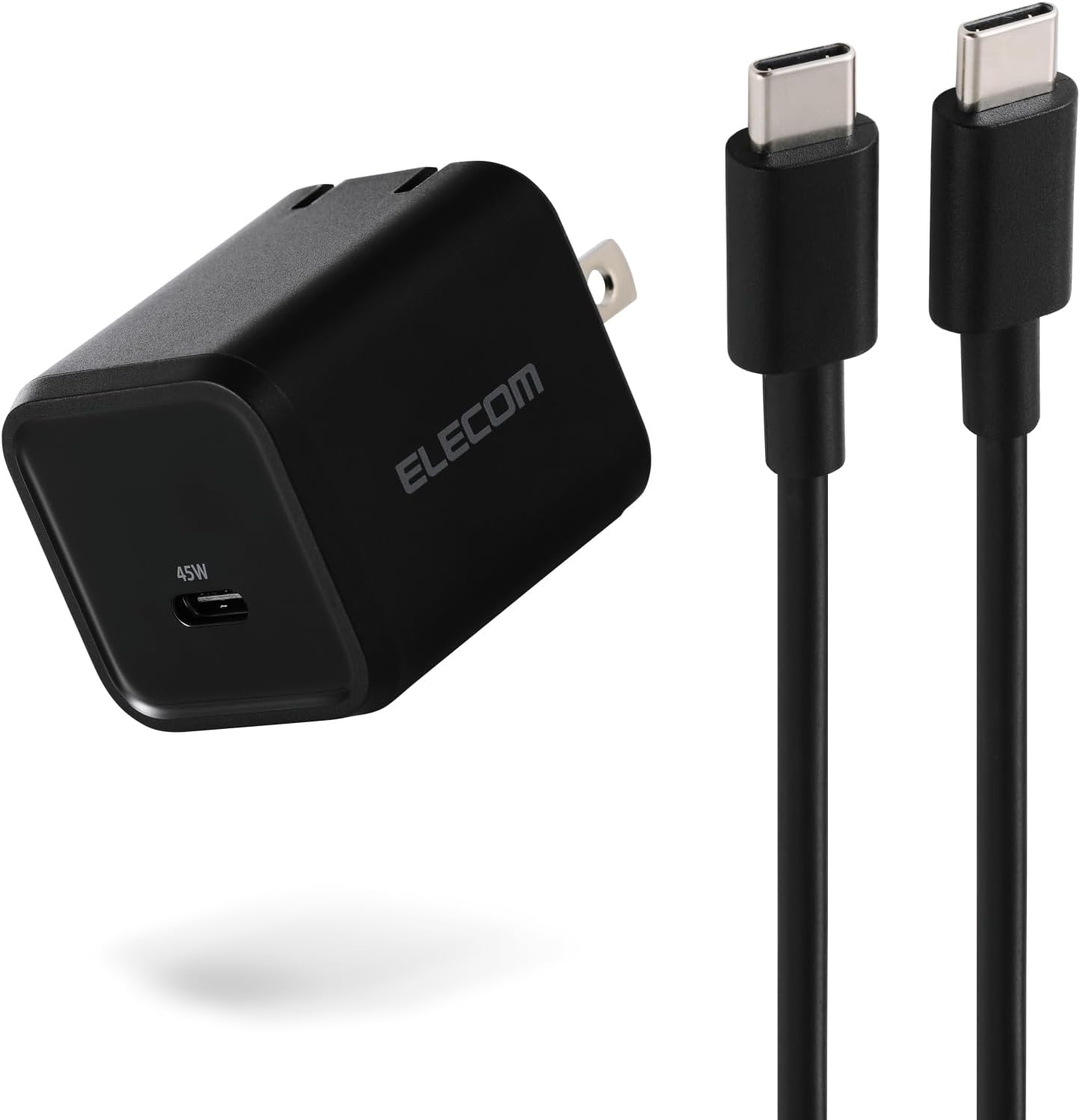 Detalle de エレコム EC-AC12345BK USB-C充電器 45W PD・PPS対応、ケーブル付属