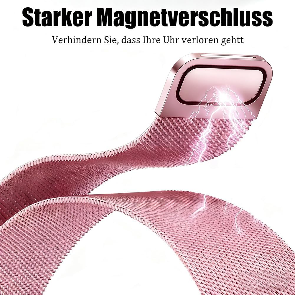 Thumbnail 4 de PDSQL Edelstahl Mesh Uhrenarmband mit Magnetverschluss – Ersatzband für Smartwatch & klassische Uhren