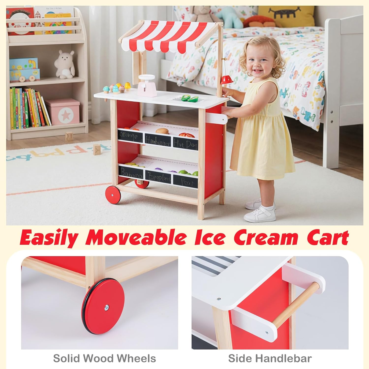 Detalle 2 de INFANS Wooden Grocery Store Toy with 6 Ice Creams 🍎