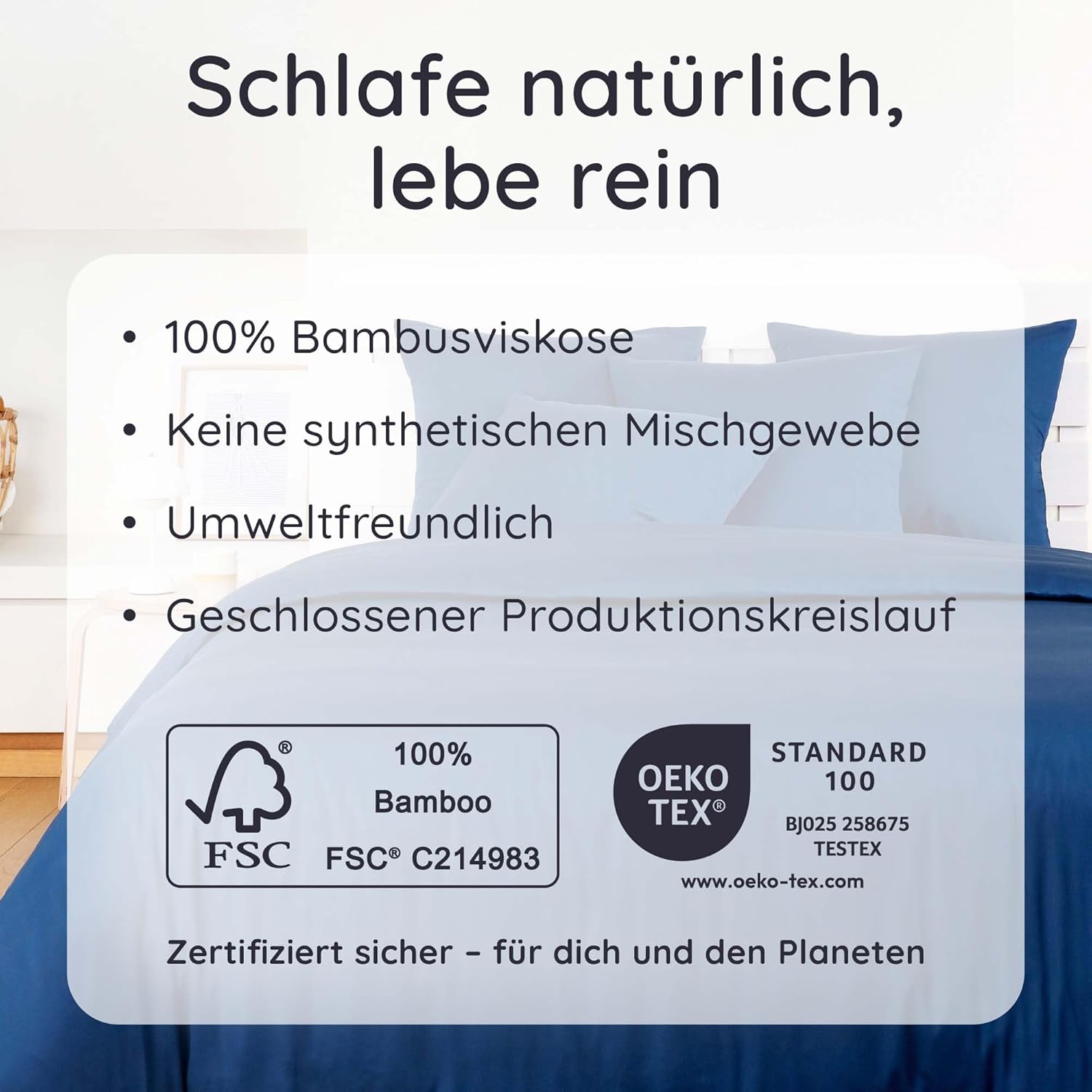 Thumbnail 5 de Bambaw Bambus-Spannbettlaken 90x200 cm, 35 cm Steghöhe, marineblau (OEKO-TEX, antibakteriell)