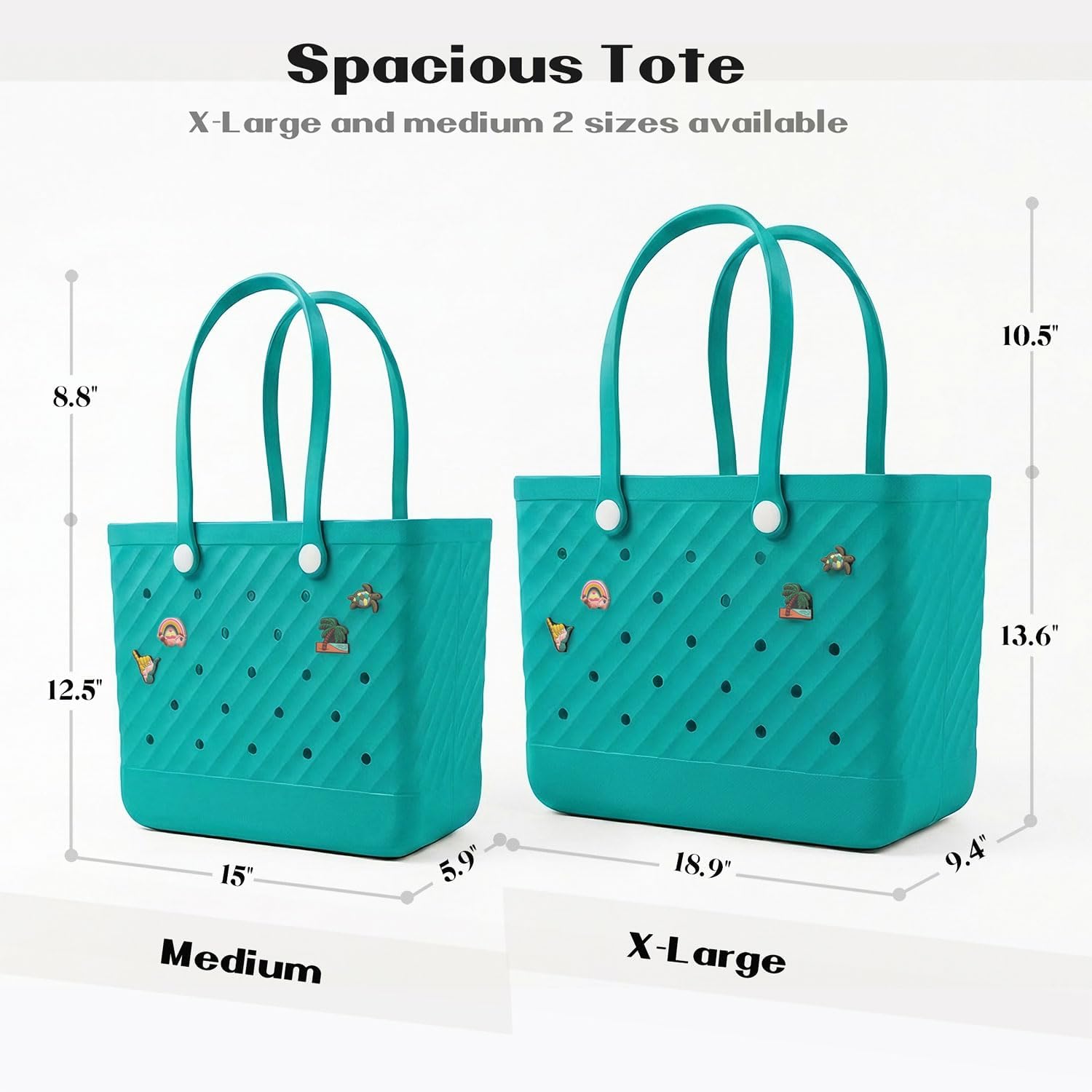 Detalle 1 de LiAYiD Waterproof Beach Tote, Medium & XL EVA Bag with Zipper Pocket