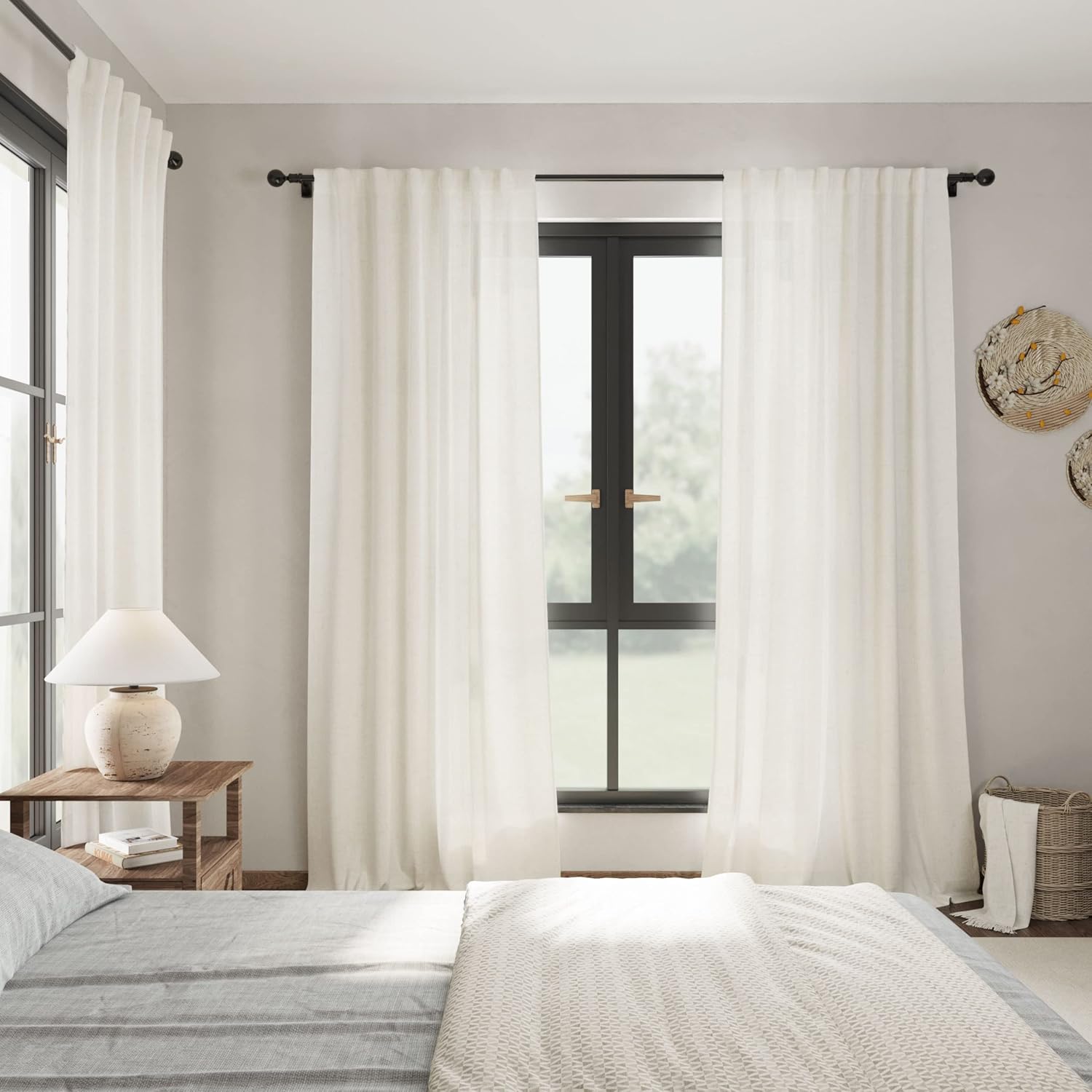 Thumbnail 6 de Cream Linen Back Tab Curtains 84 Inch 📐