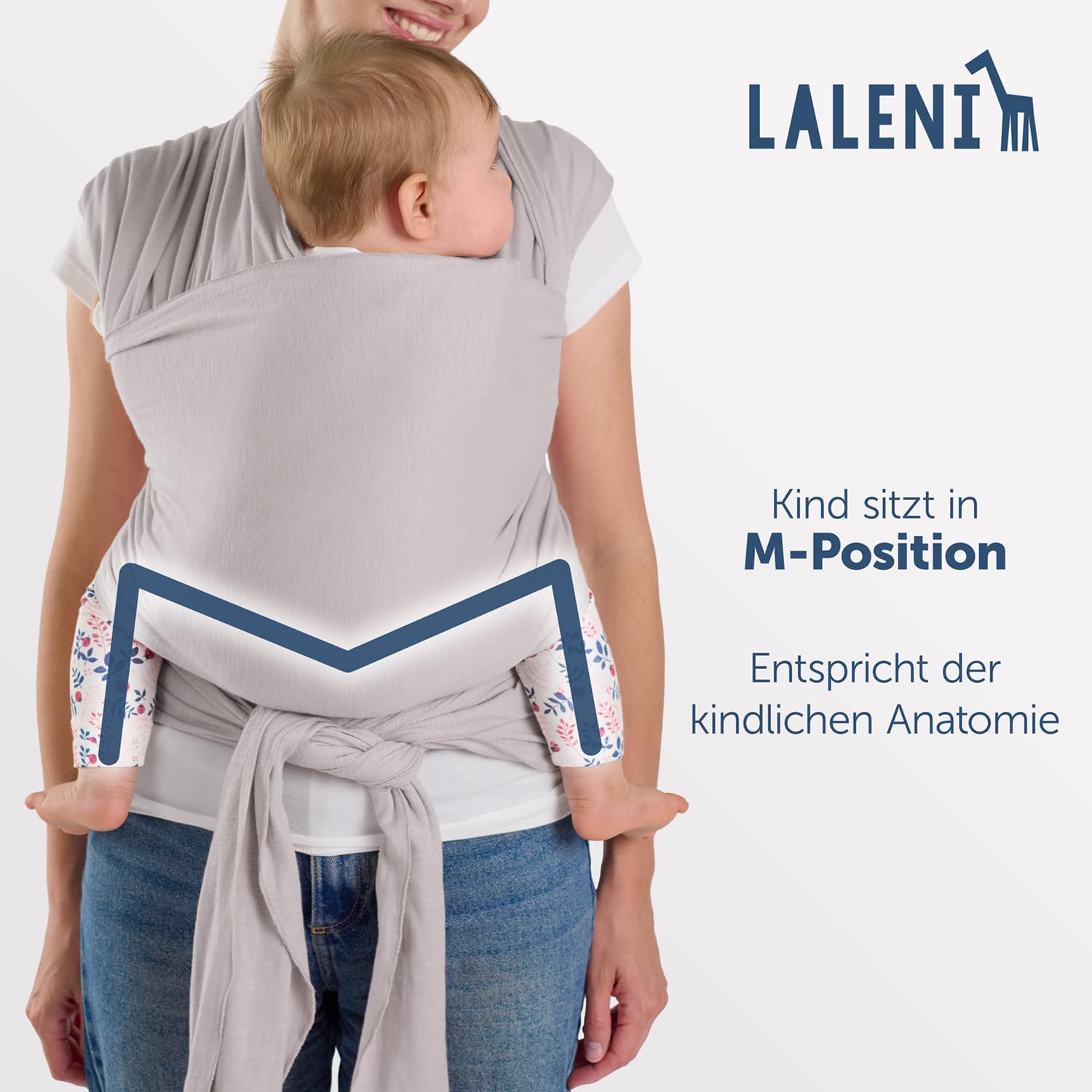 Thumbnail 1 de Laleni Tragetuch Baby (Neugeboren) bis 15 kg, weiche Baumwolle, 5,10 m – Hellgrau