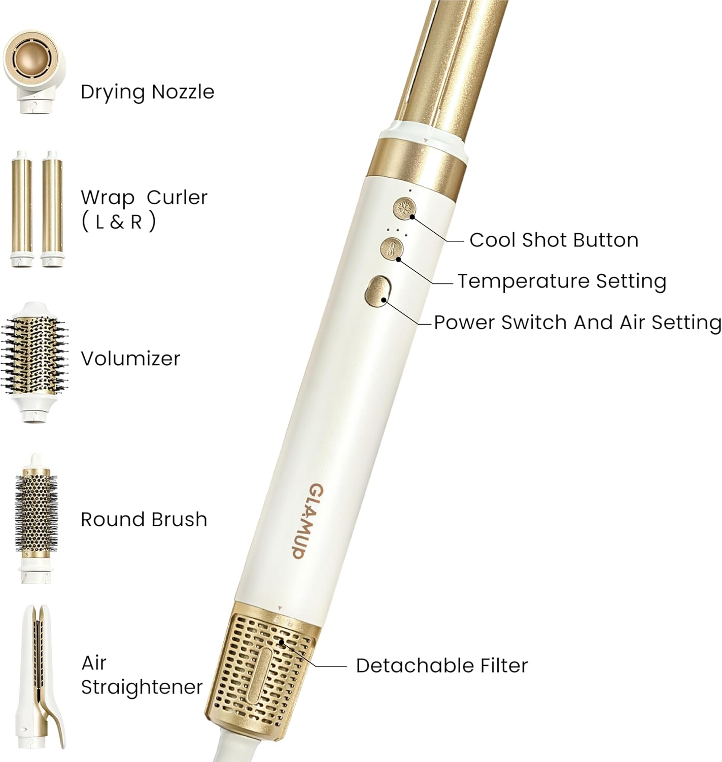 Thumbnail 6 de GLAMUP 6 in 1 Multi Hair Styler with Coanda Tech AutoWrap & Hair Dryer Brush (Gift Set)