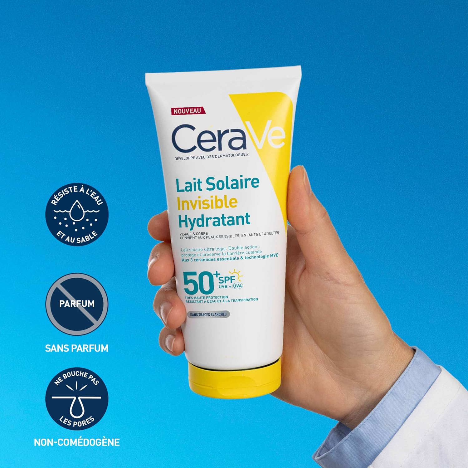 Detalle de CeraVe Lait Solaire Invisible Hydratant SPF50+ — Protection 24h et hydratation durable