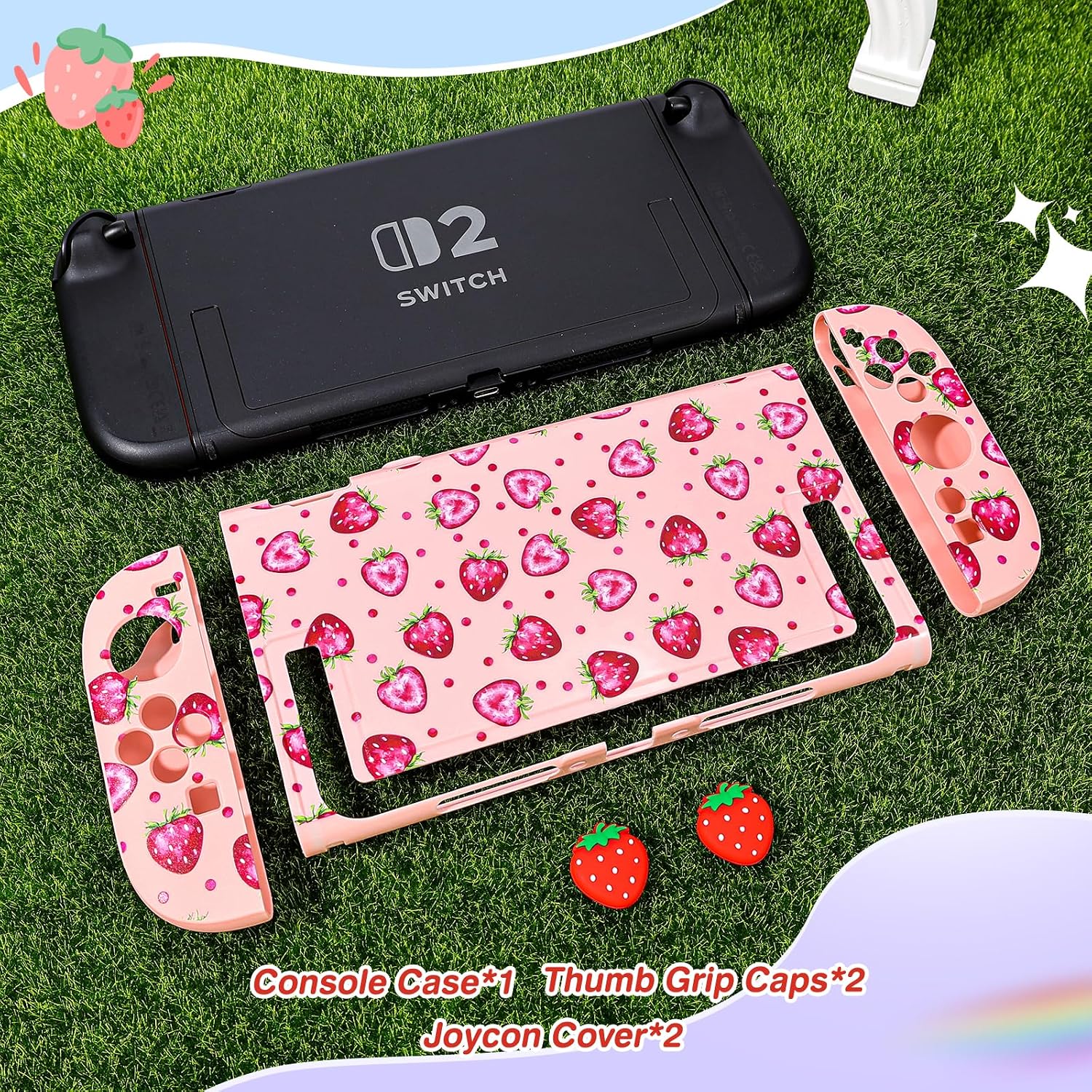 Thumbnail 6 de DLseego Protective Case for Switch 2 – Cute Strawberry Theme Dockable Hard Shell