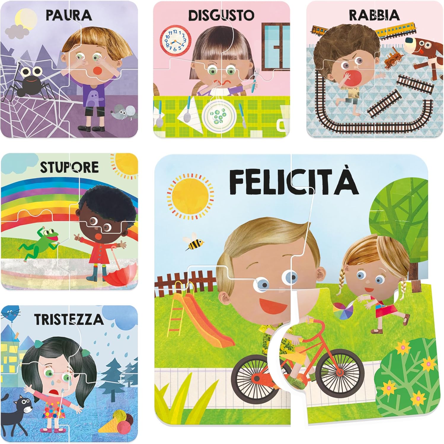 Detalle 2 de Headu - Primi Incastri Emozioni: Manualità e Curiosità per i Piccoli (1–4 anni) – Made in Italy