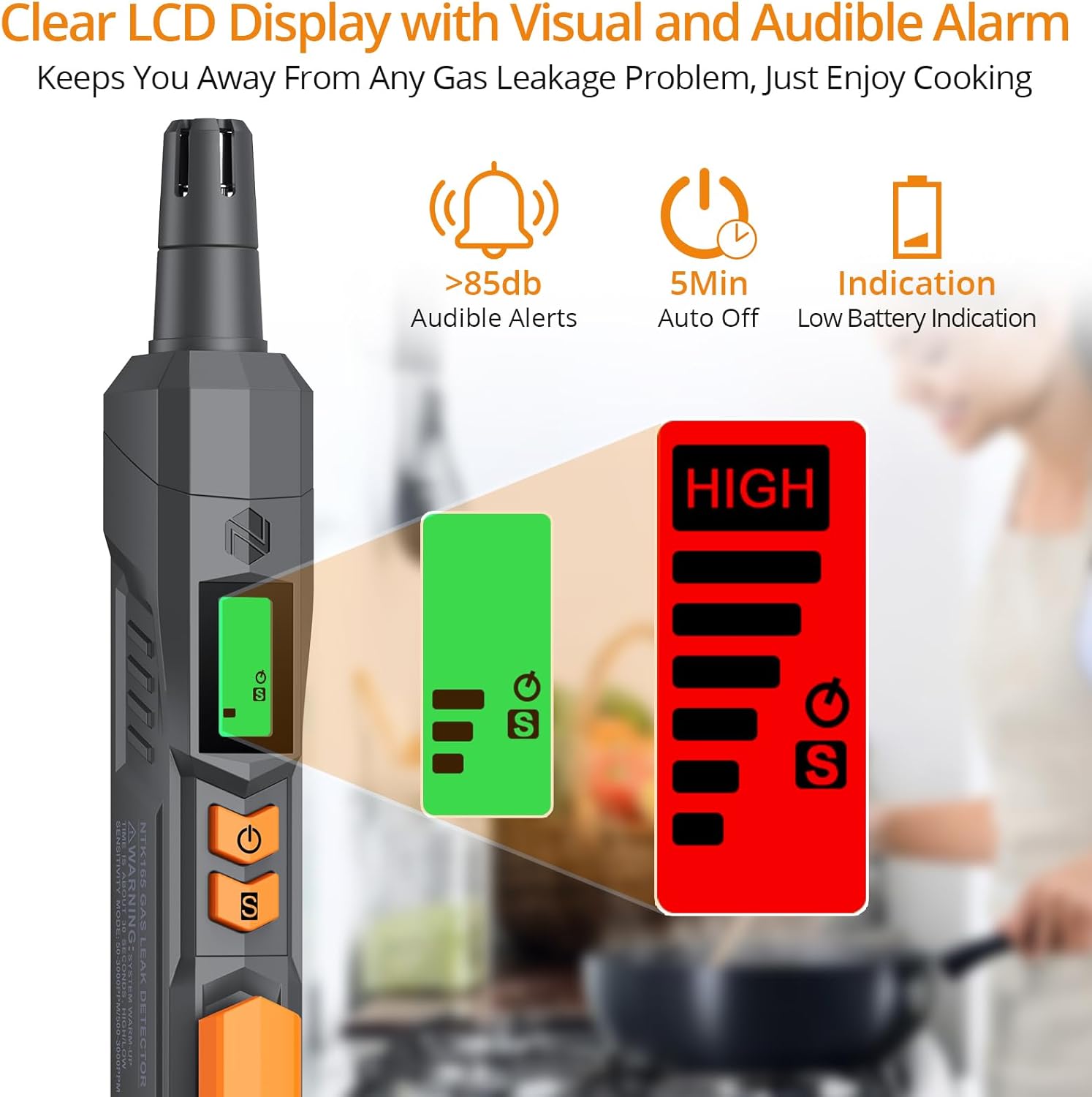 Thumbnail 2 de Neoteck portable natural gas leak detector with audible & visual alarm