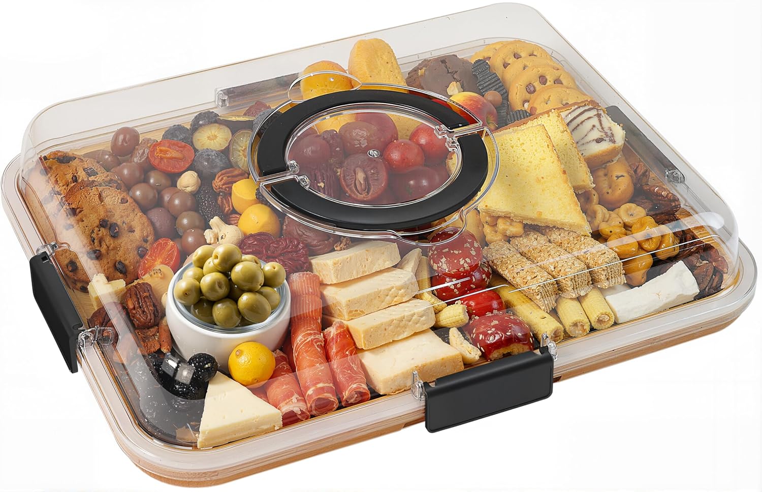 Renmxj Charcuterie Board with Clear Lid 6 Compartments