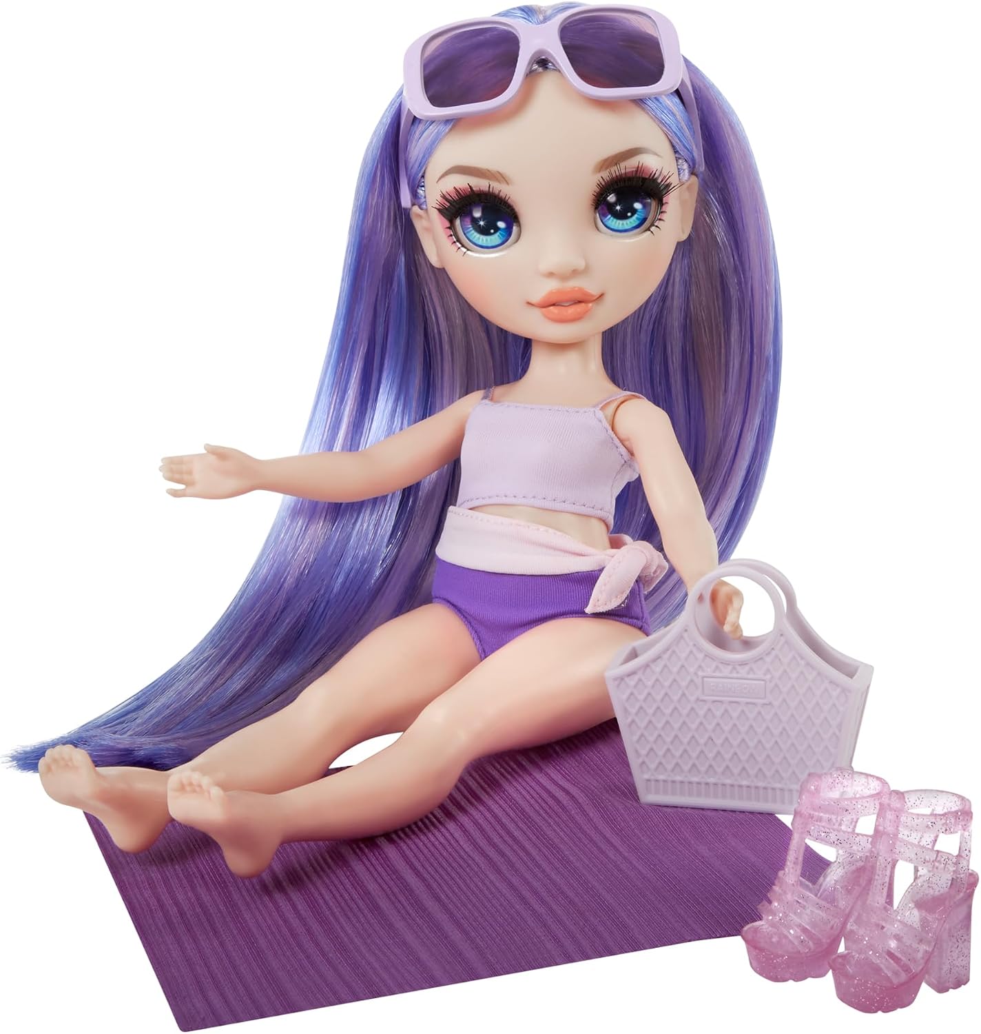 Detalle 1 de Rainbow High Swim & Style 507314-EUC – lalka Violet 28 cm z chustą do stylizacji