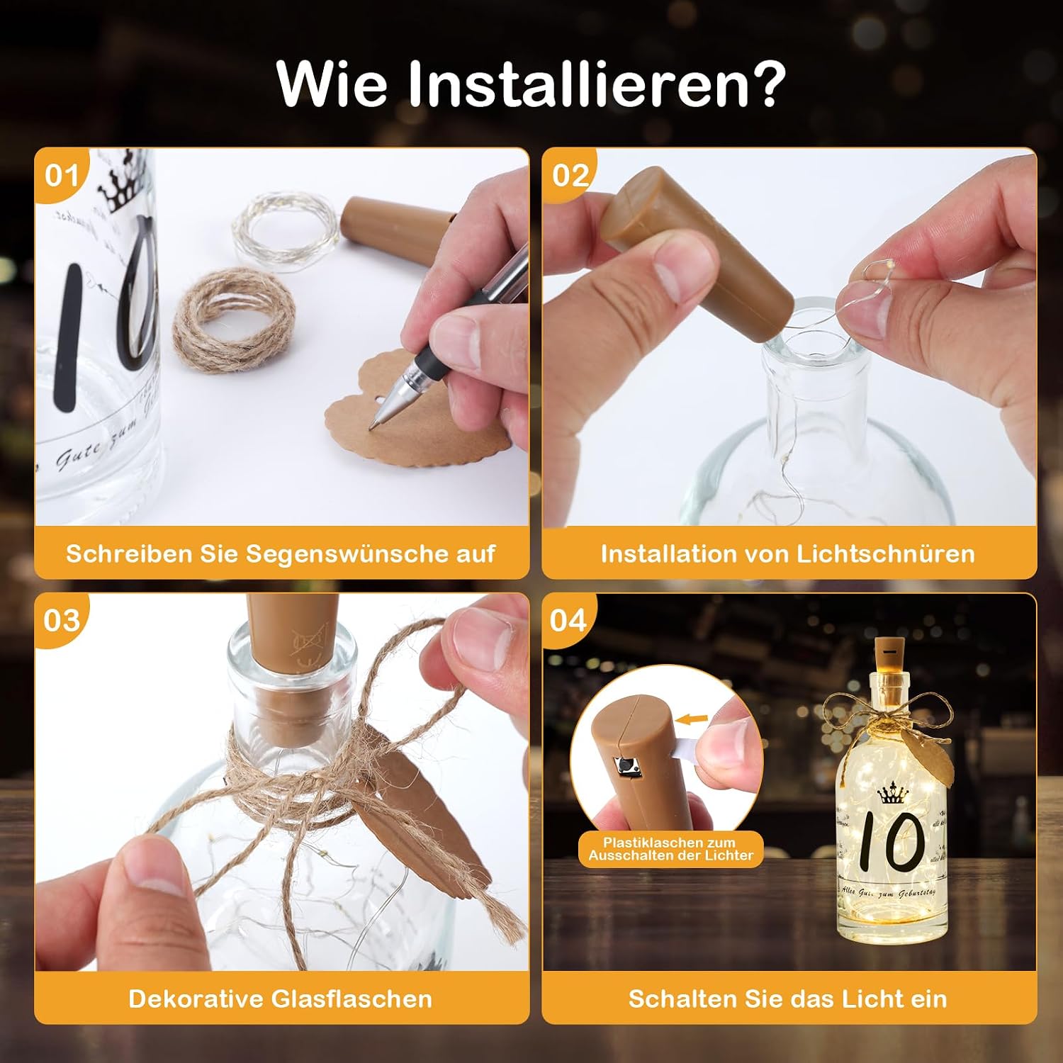 Thumbnail 5 de Seutgjie Flaschenlicht 2 m LED für 10 Geburtstag