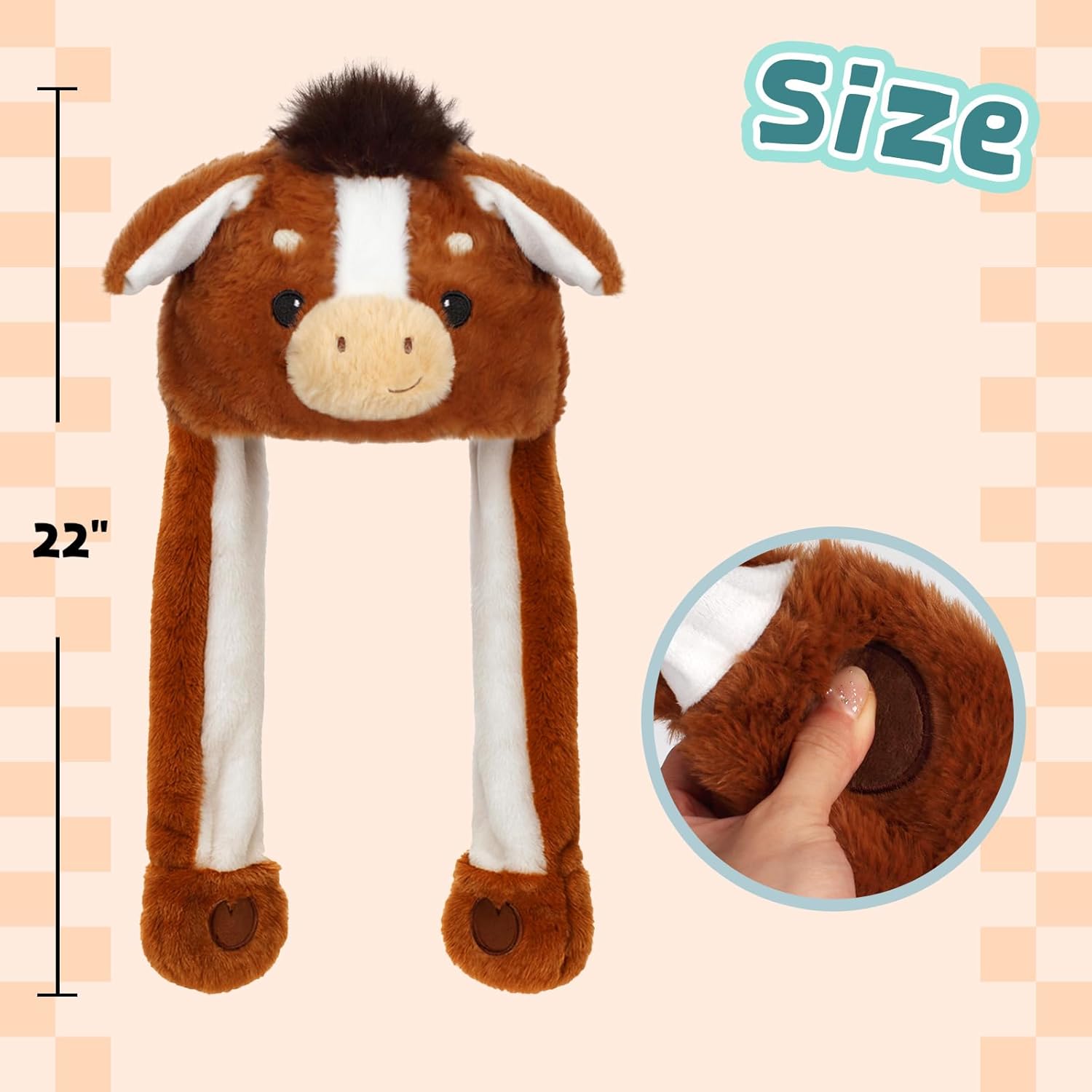 Thumbnail 1 de Deletoys Animal Hat with Moving Ears, Jumping Pop-Up & Beating Plush Cap for Kids