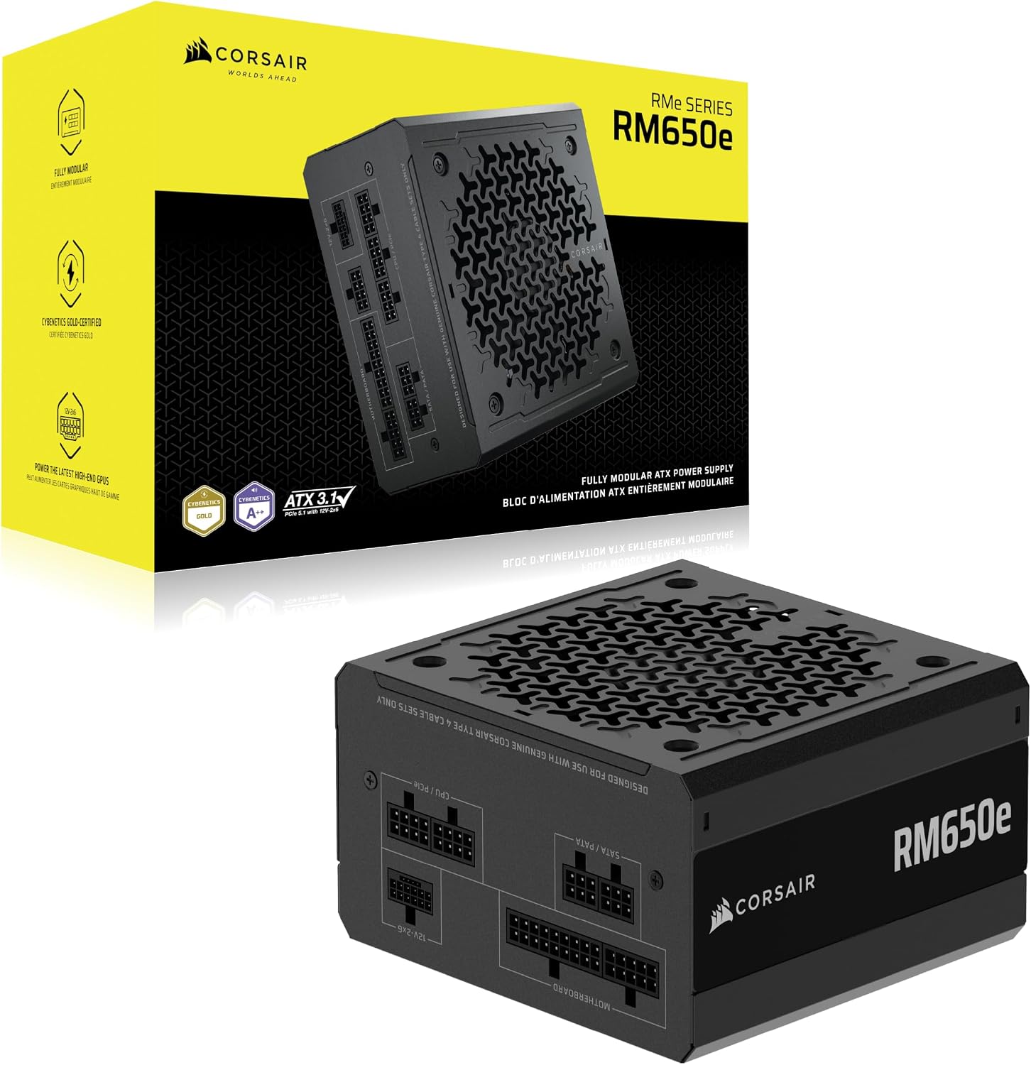 Detalle de CORSAIR RM650e 2025モデル 650W ATX電源ユニット、ATX 3.1・PCIe 5.1対応