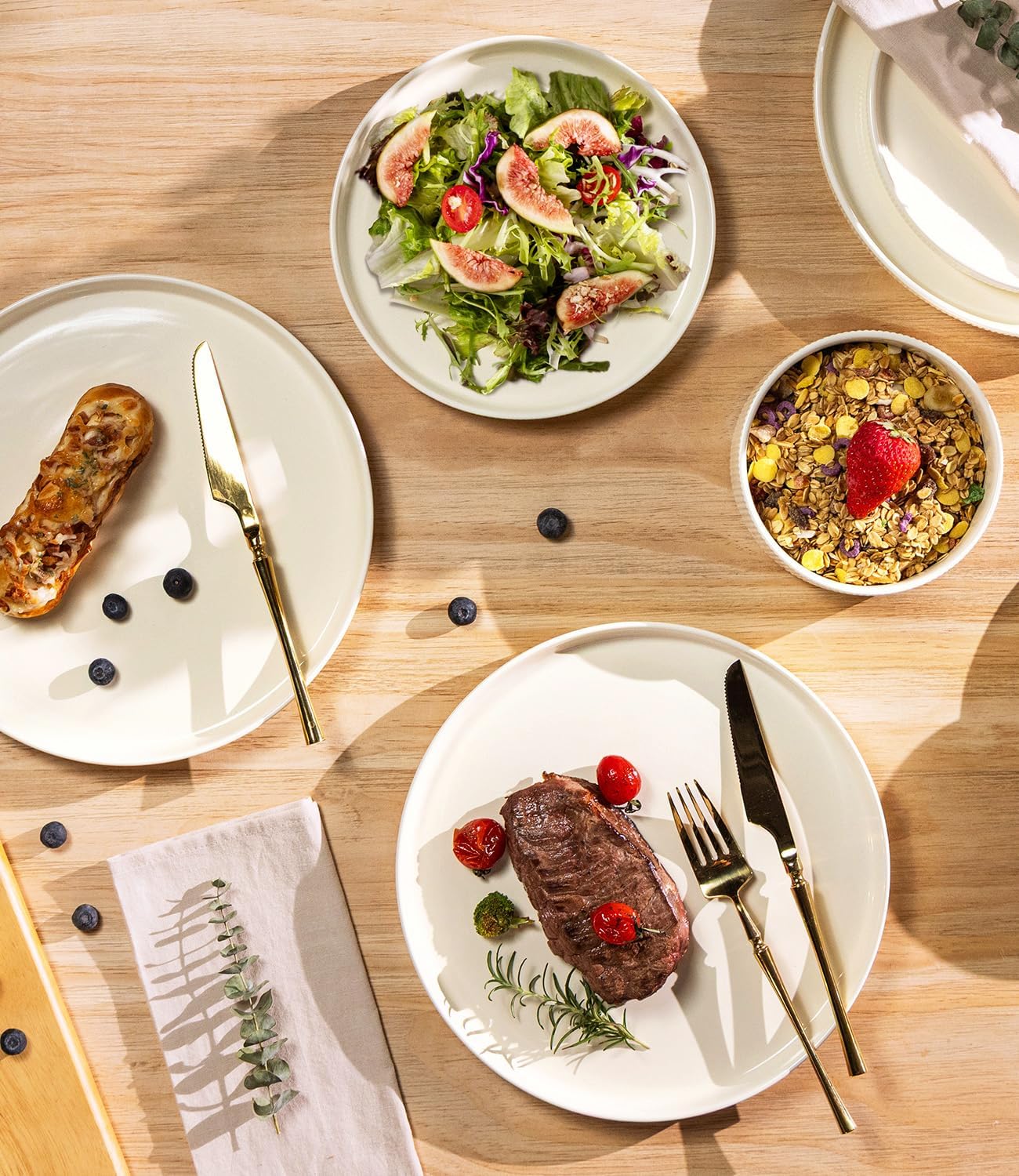 Thumbnail 2 de TheTerra 18-Piece Ceramic Dinnerware Set for 6 (Beige) — Plates & Bowls, Scratch Resistant