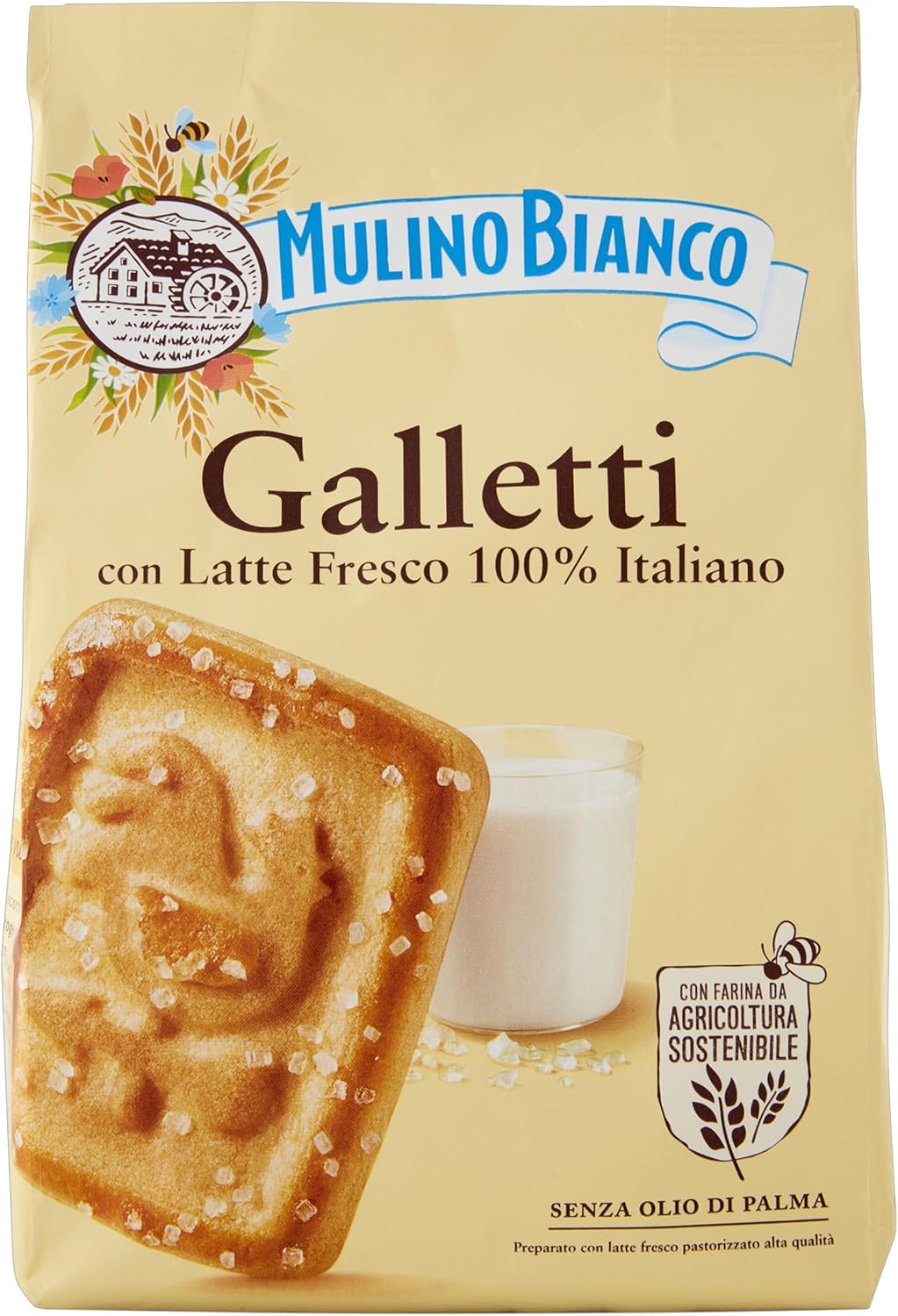 Detalle de Mulino Bianco Biscotti Frollini Galletti al Latte Fresco 100% Italiano, 350 g