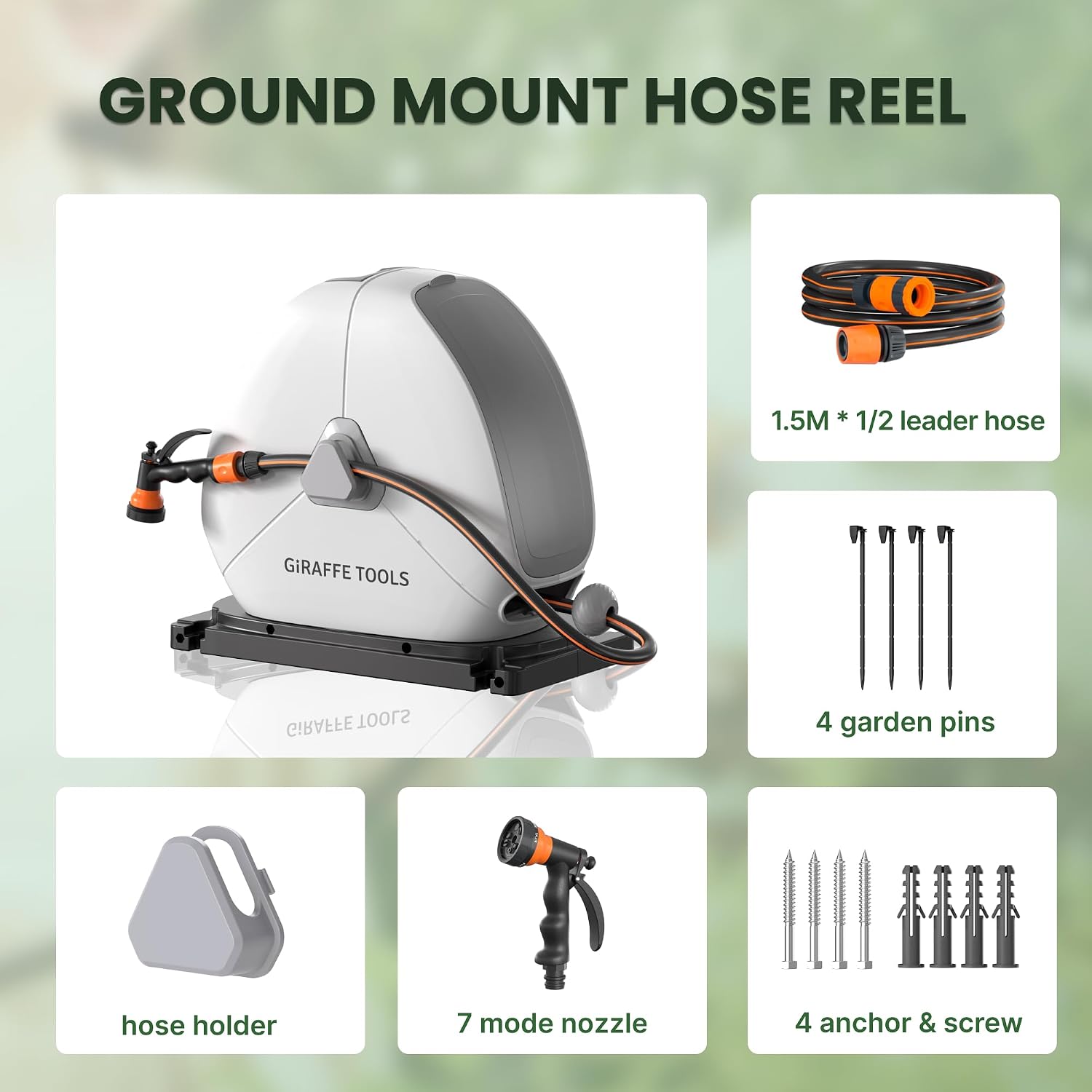 Detalle de Giraffe Tools 25m Retractable Ground Mounted Hose Reel
