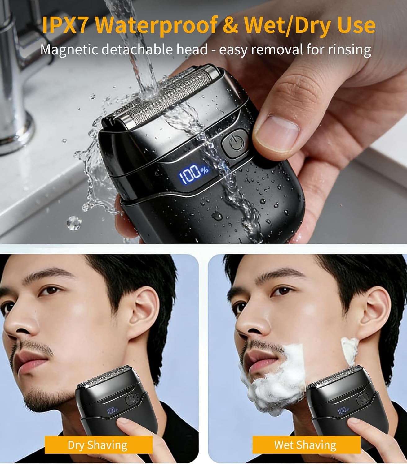 Detalle 2 de Electric Razor for Men: Foil Shaver with 3 Floating Blades