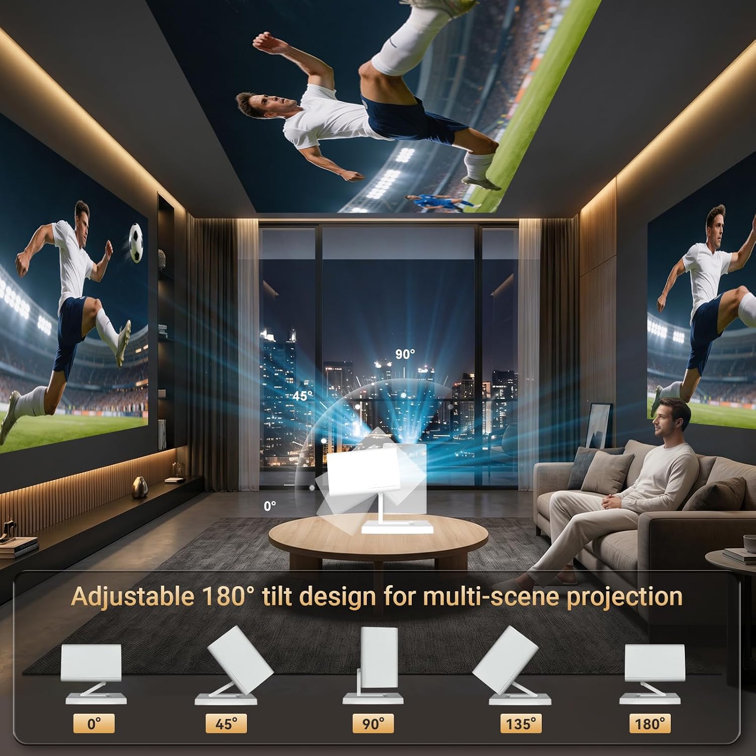 Thumbnail 6 de Mini Projector for Bedroom Portable with WiFi 6, Bluetooth 5.4, and Built‑In Apps