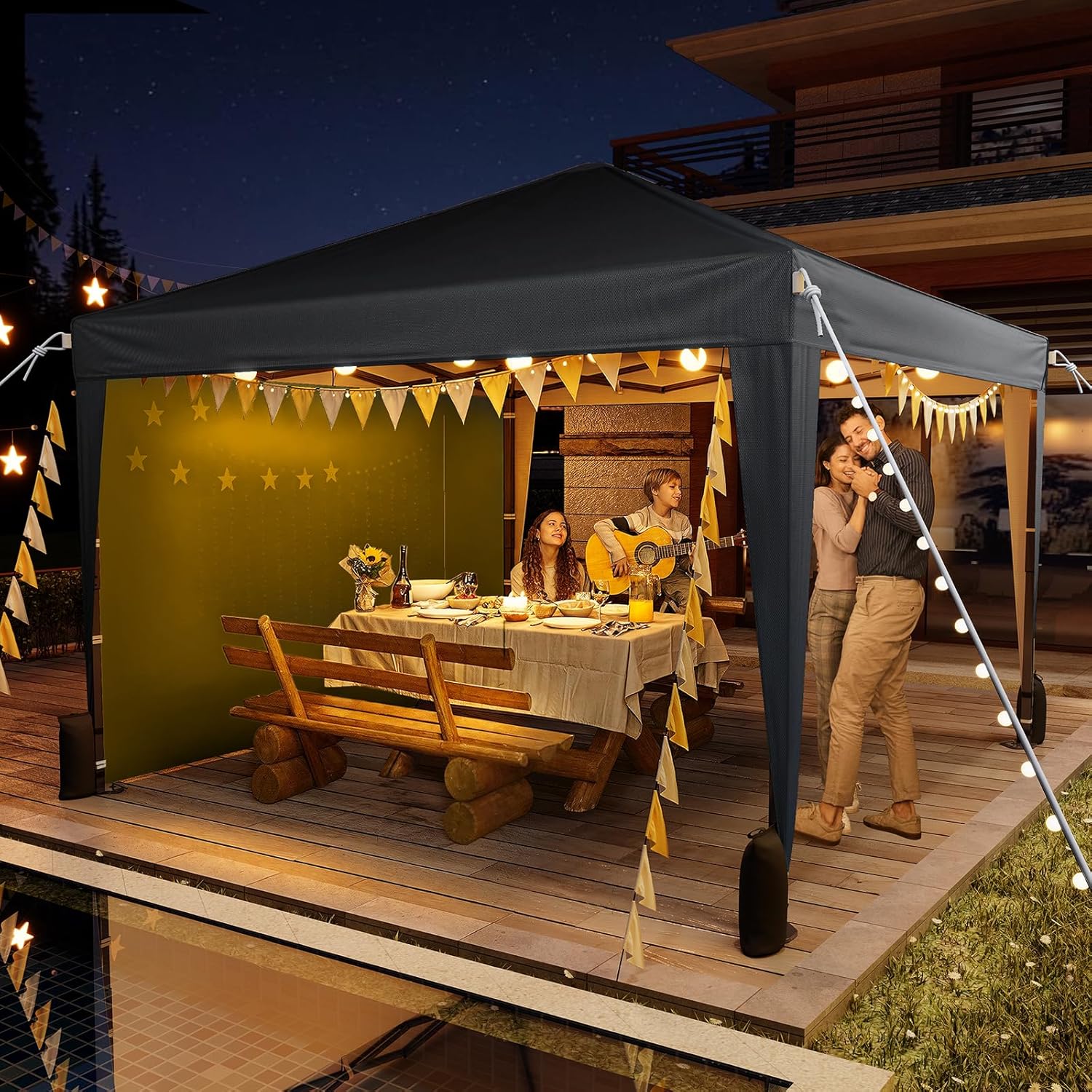 Thumbnail 6 de Driftalia Gazebo with Sides 3m x 3m – Waterproof Pop Up Gazebo with 4 Sandbags and Carry Bag (Black)