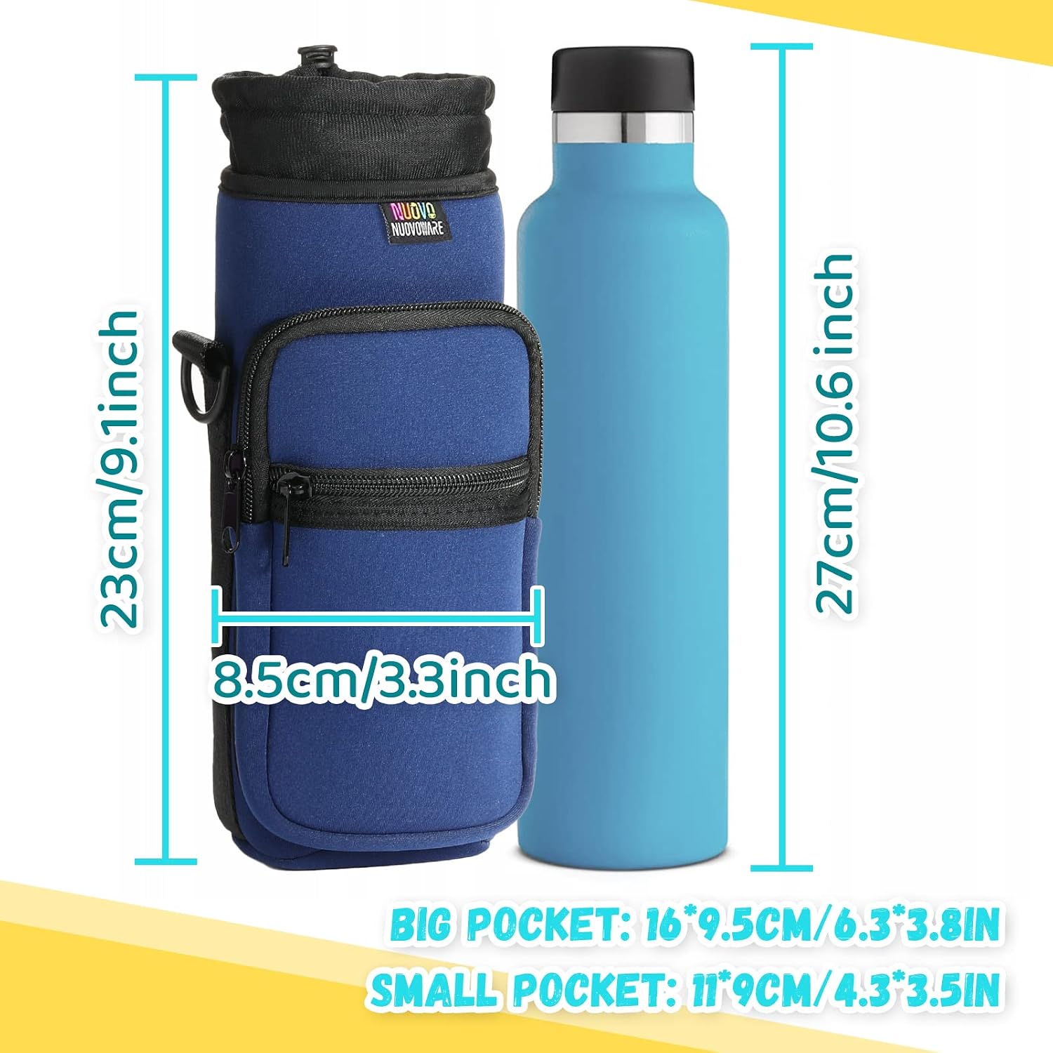 Detalle de Nuovoware P737879178935 Water Bottle Carrier, 25–32 oz, Navy Neoprene