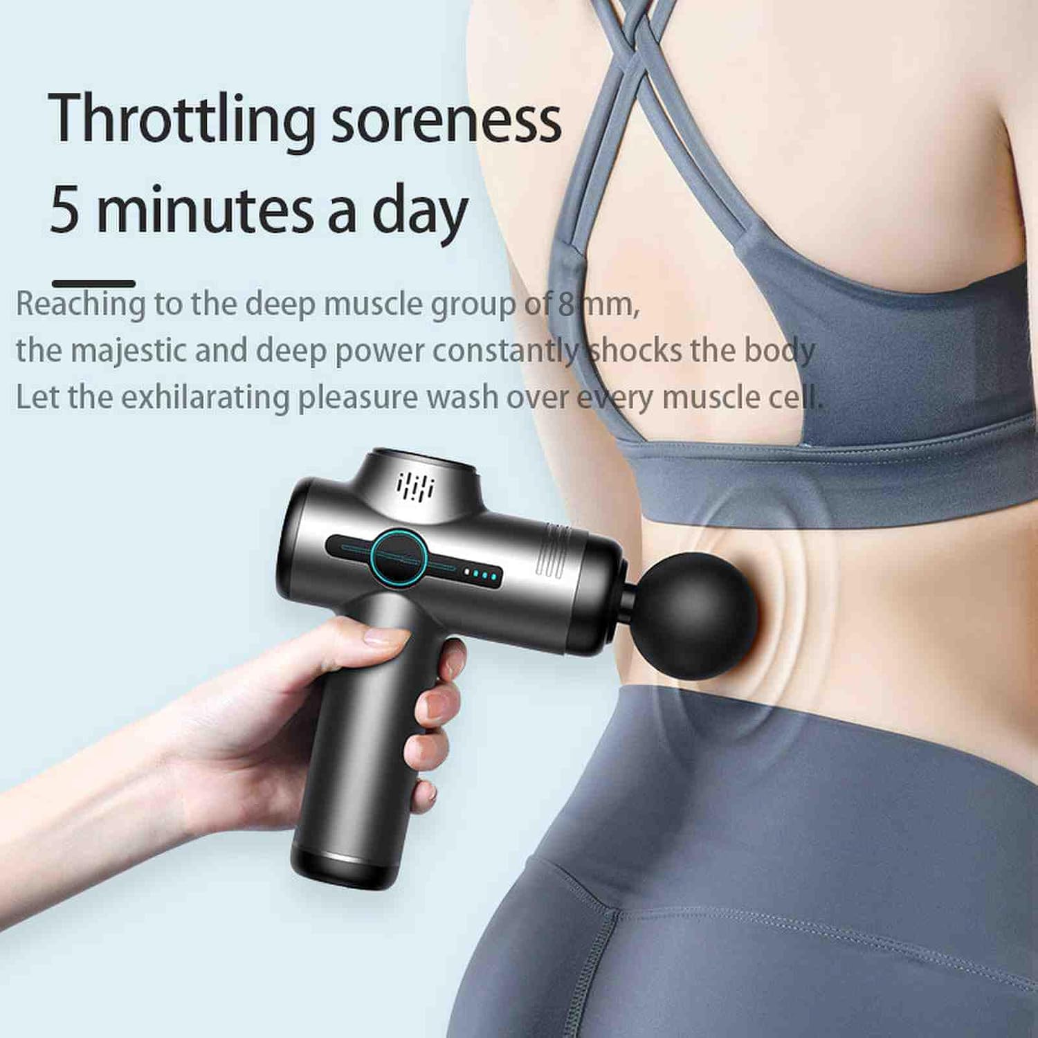 Detalle 2 de KUMAIGO Mini Massagepistole für Nacken & Schulter – 6 Stufen, 6 Köpfe, Ultra leise, USB‑C wiederaufladbar (Grün)
