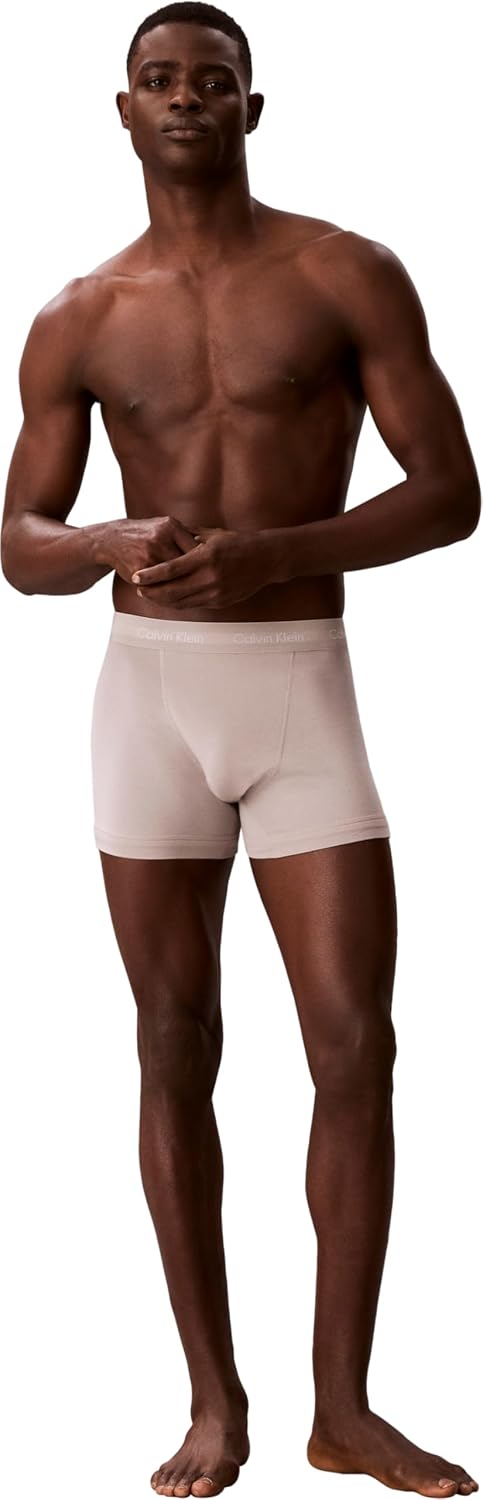 Detalle 2 de Calvin Klein Men's 3-Pack Cotton Stretch Trunks, Mid-Rise, L, Multicolour